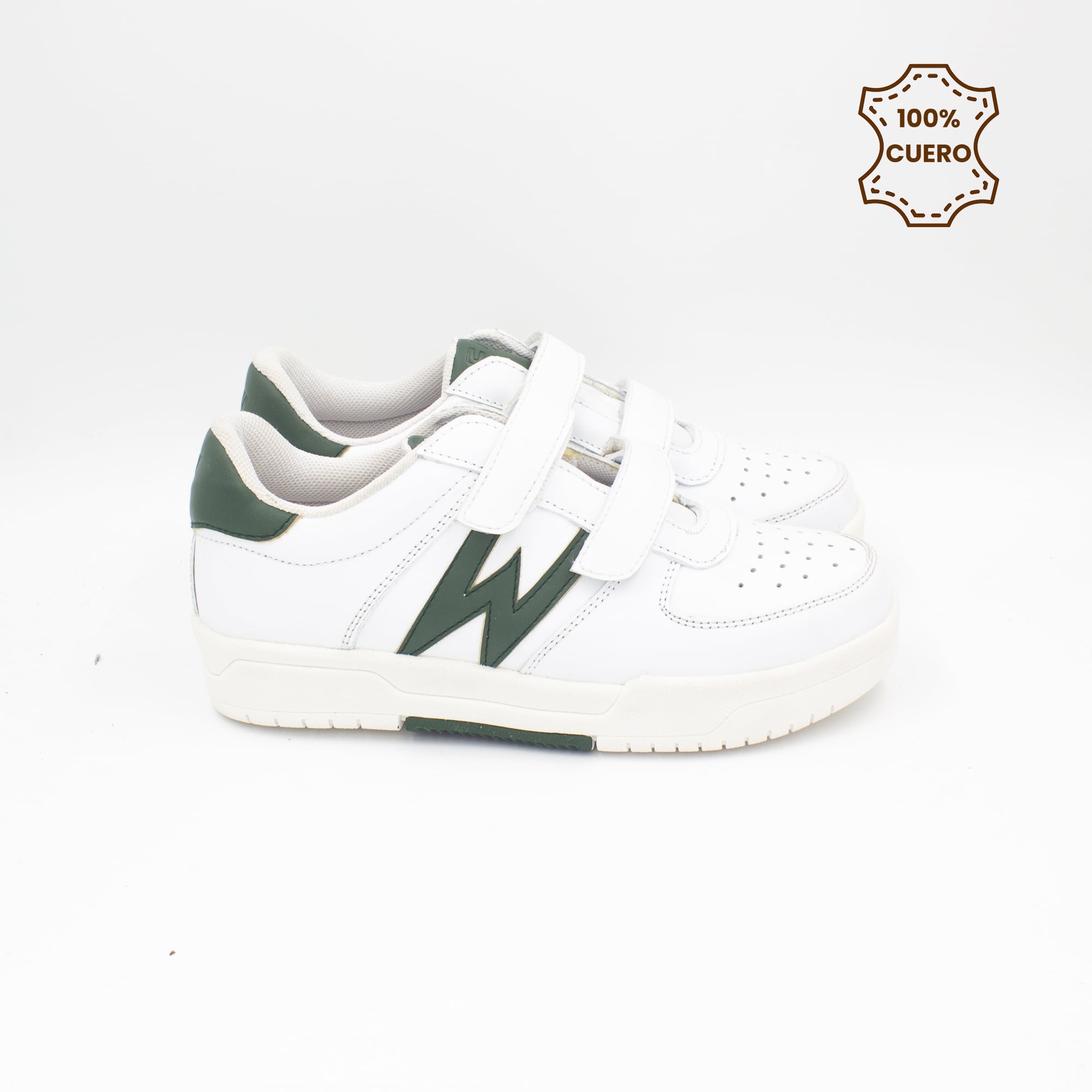 ZAPATILLAS ESCOLARES - COLEGIO PEGA PEGA NIÑO Y NIÑA WILLOW CUERO BLANCO CON VERDE - 3