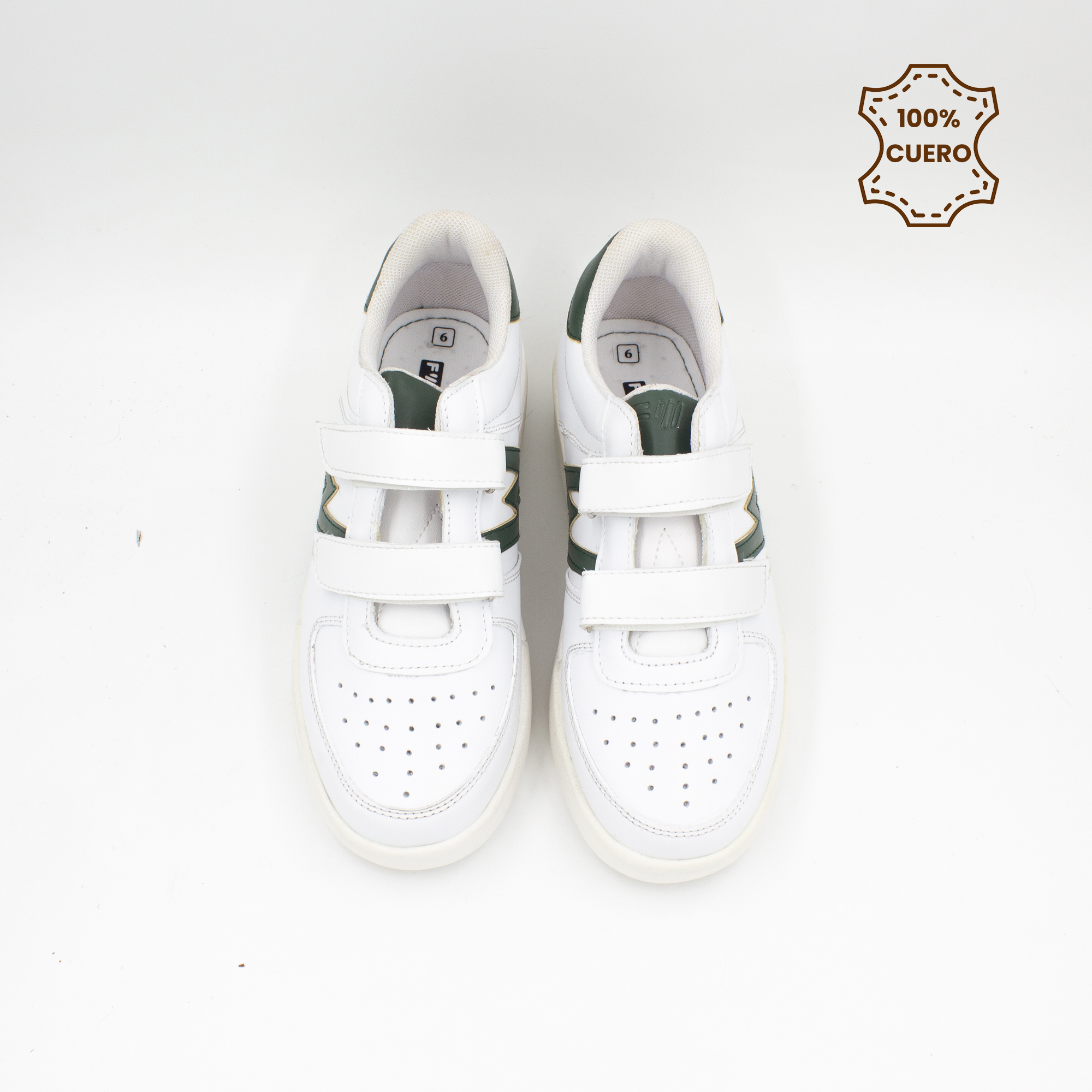 ZAPATILLAS ESCOLARES - COLEGIO PEGA PEGA NIÑO Y NIÑA WILLOW CUERO BLANCO CON VERDE - 4