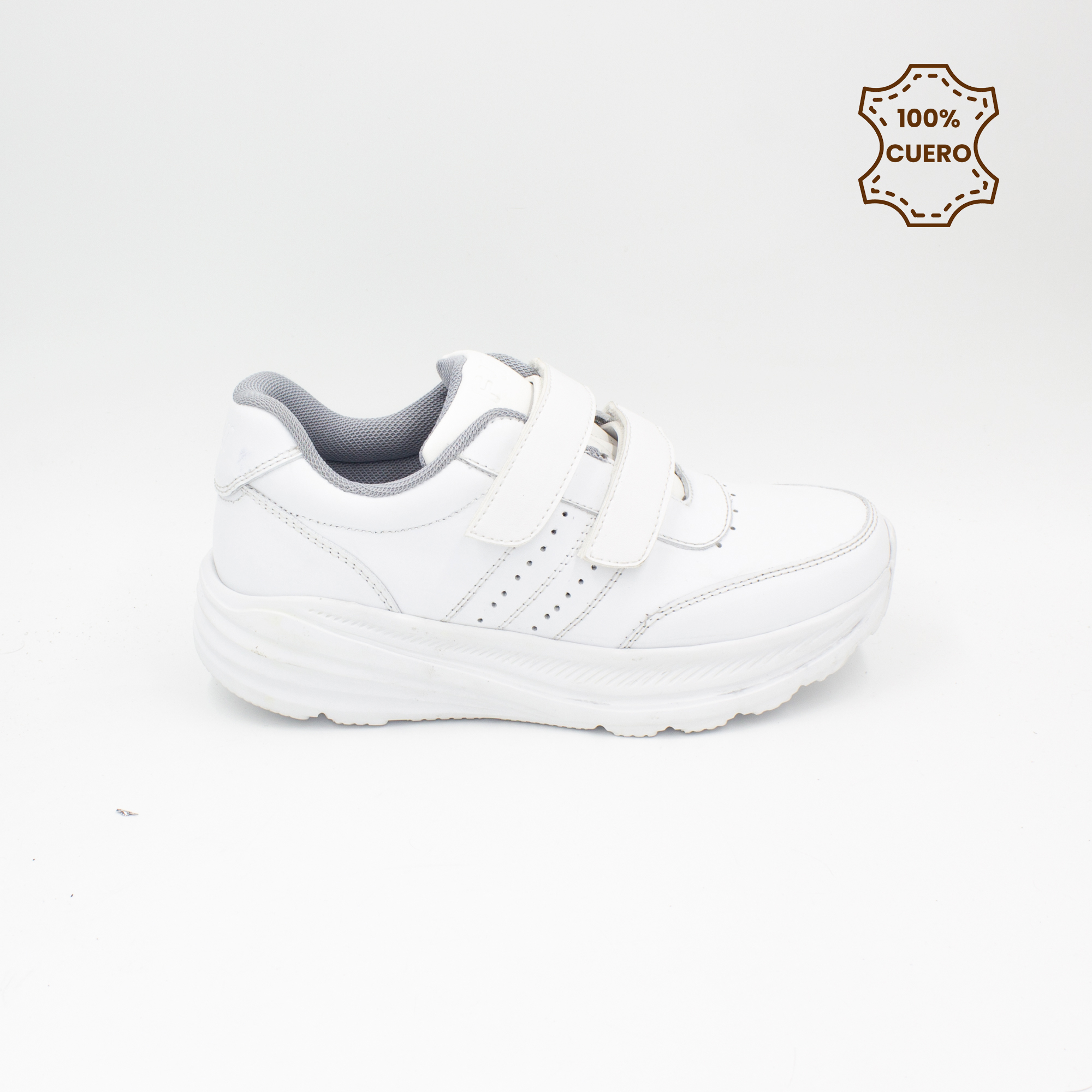 ZAPATILLAS ESCOLARES - COLEGIO PEGA PEGA NIÑO Y NIÑA SPORT-2601 CUERO BLANCO - 1