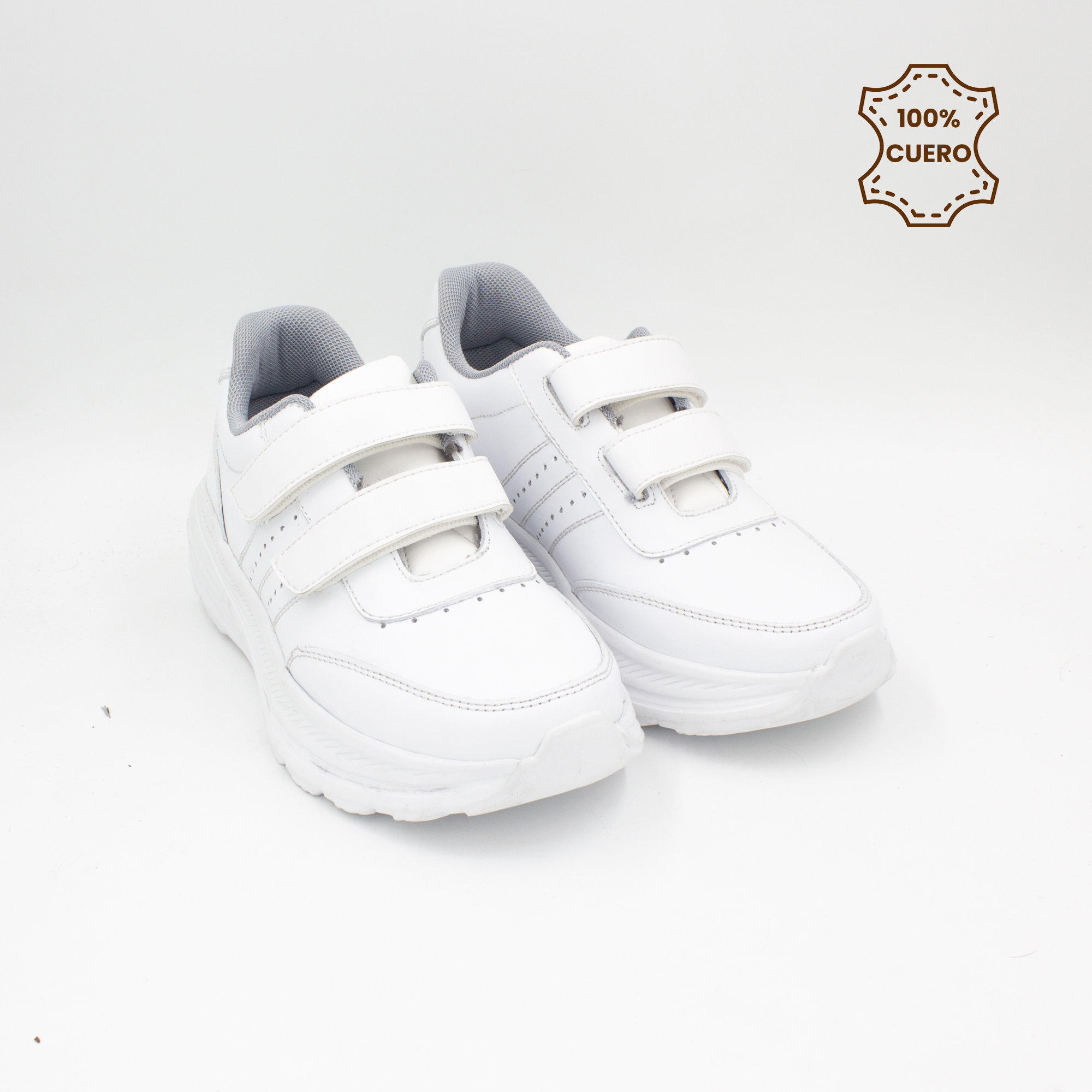 ZAPATILLAS ESCOLARES - COLEGIO PEGA PEGA NIÑO Y NIÑA SPORT-2601 CUERO BLANCO - 2