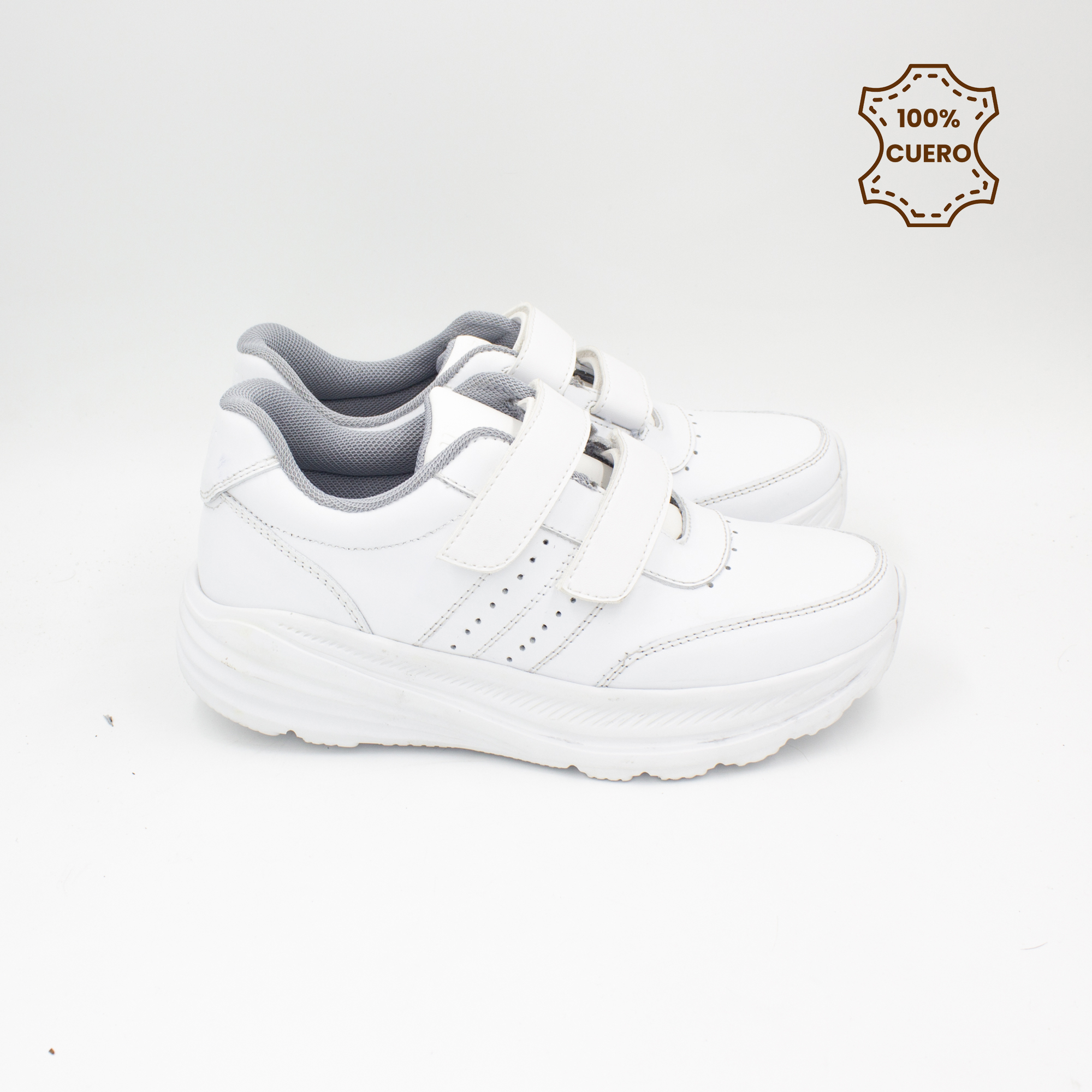 ZAPATILLAS ESCOLARES - COLEGIO PEGA PEGA NIÑO Y NIÑA SPORT-2601 CUERO BLANCO - 3