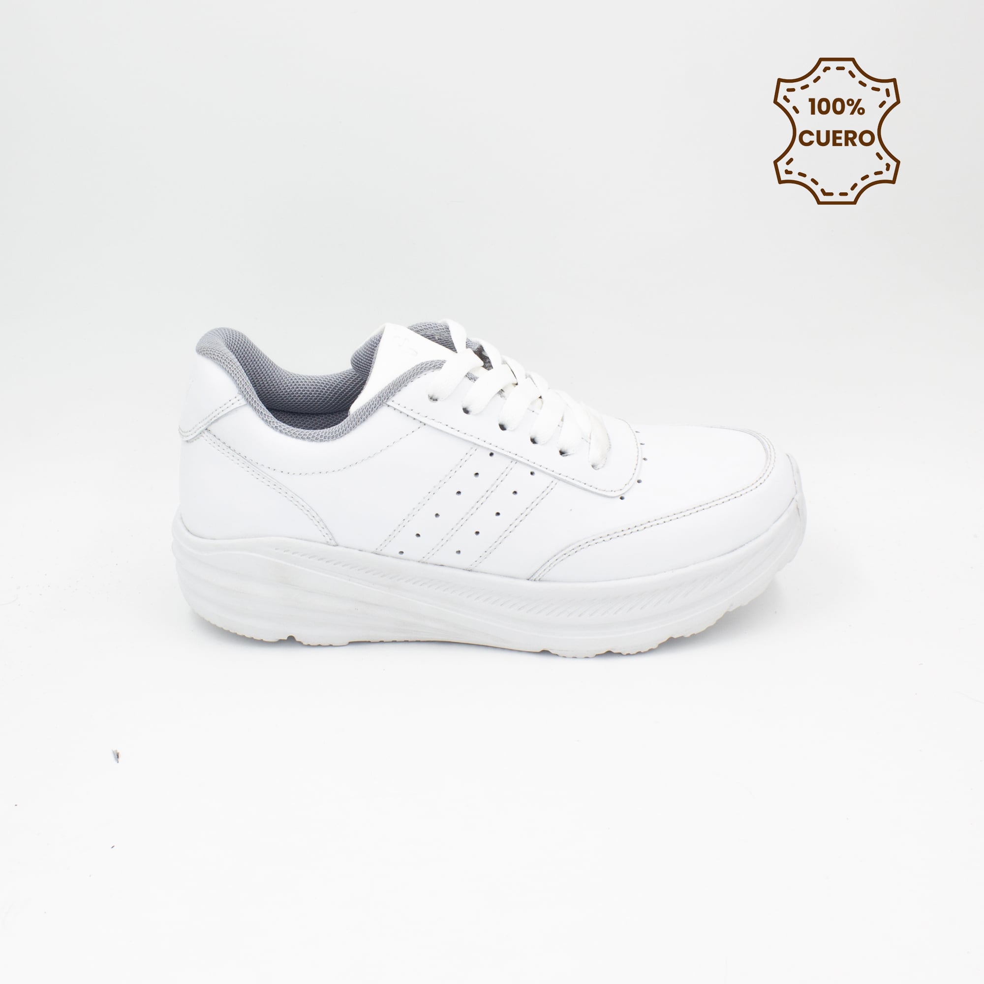 ZAPATILLAS ESCOLARES - COLEGIO PASADORES NIÑO Y NIÑA SPORT-2601 CUERO BLANCO - 1
