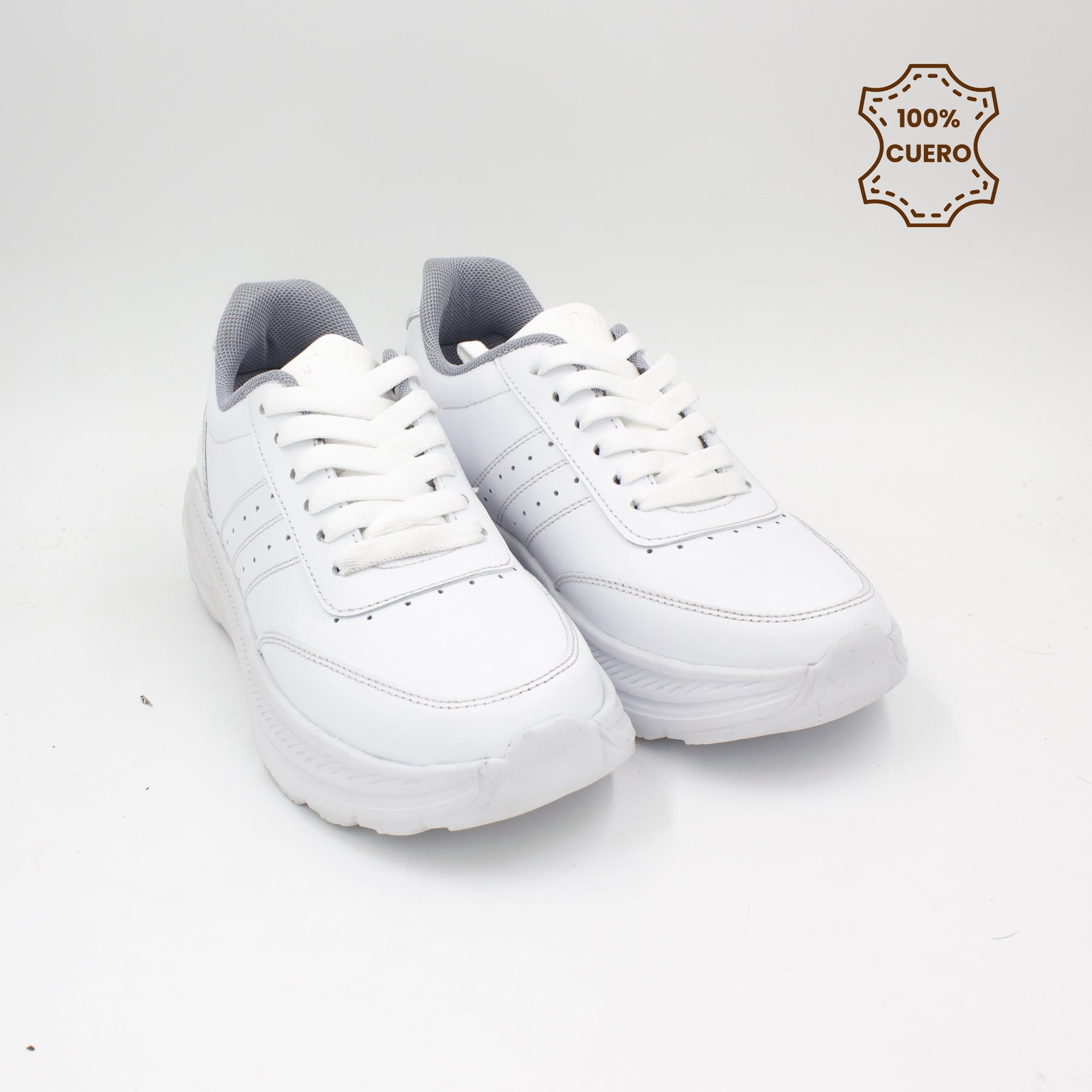 ZAPATILLAS ESCOLARES - COLEGIO PASADORES NIÑO Y NIÑA SPORT-2601 CUERO BLANCO - 2