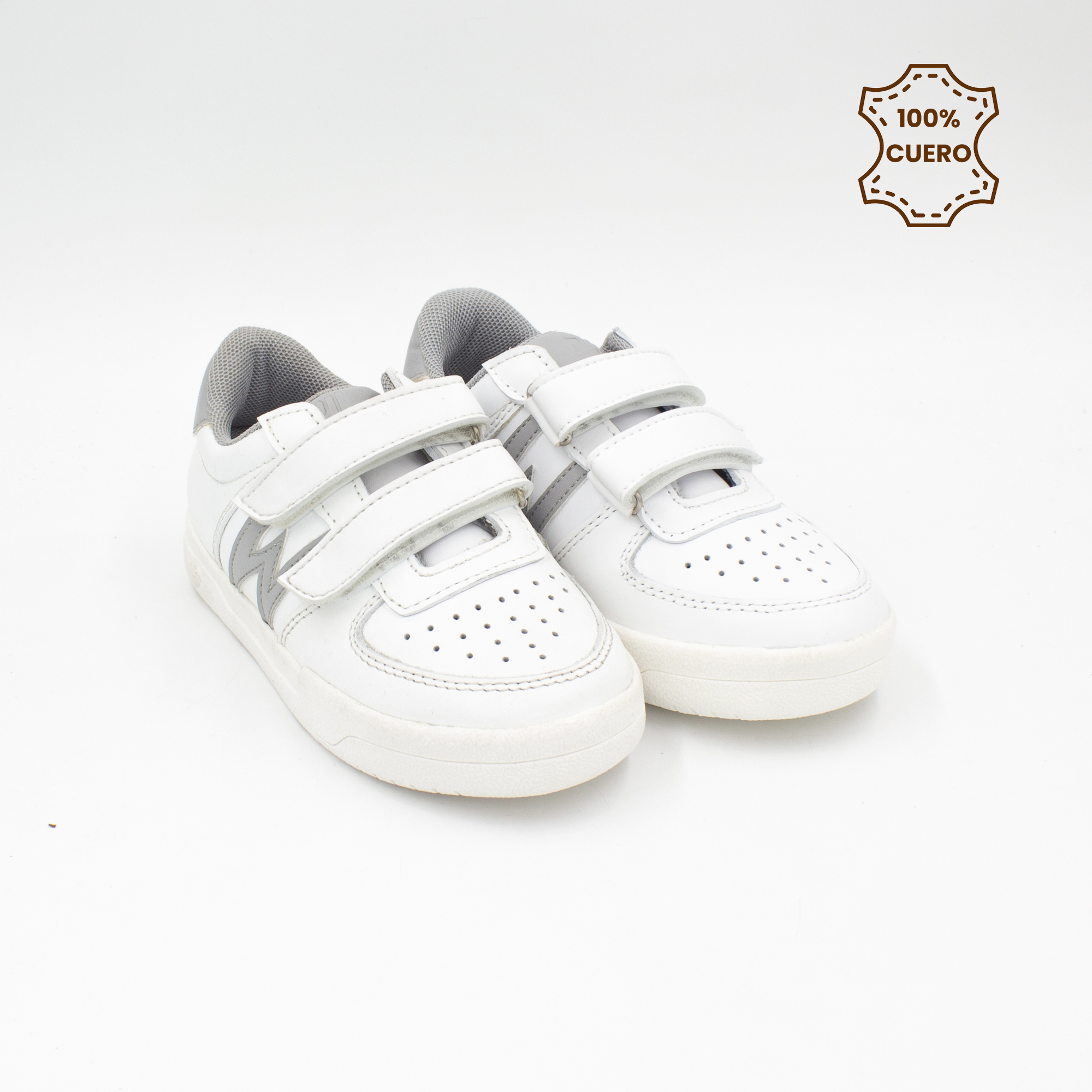 ZAPATILLAS ESCOLARES - COLEGIO PEGA PEGA NIÑO Y NIÑA WILLOW CUERO BLANCO CON GRIS - 2
