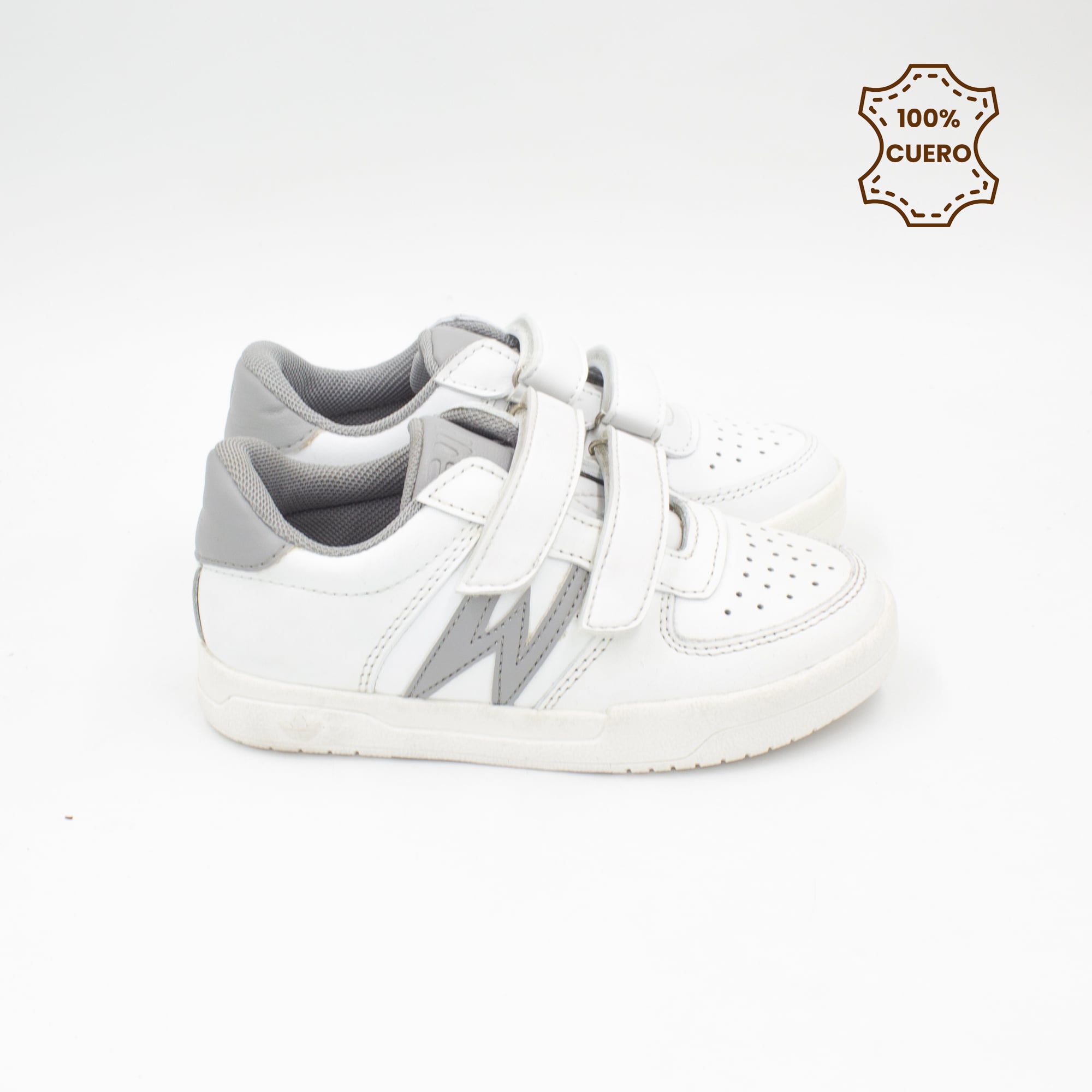 ZAPATILLAS ESCOLARES - COLEGIO PEGA PEGA NIÑO Y NIÑA WILLOW CUERO BLANCO CON GRIS - 3