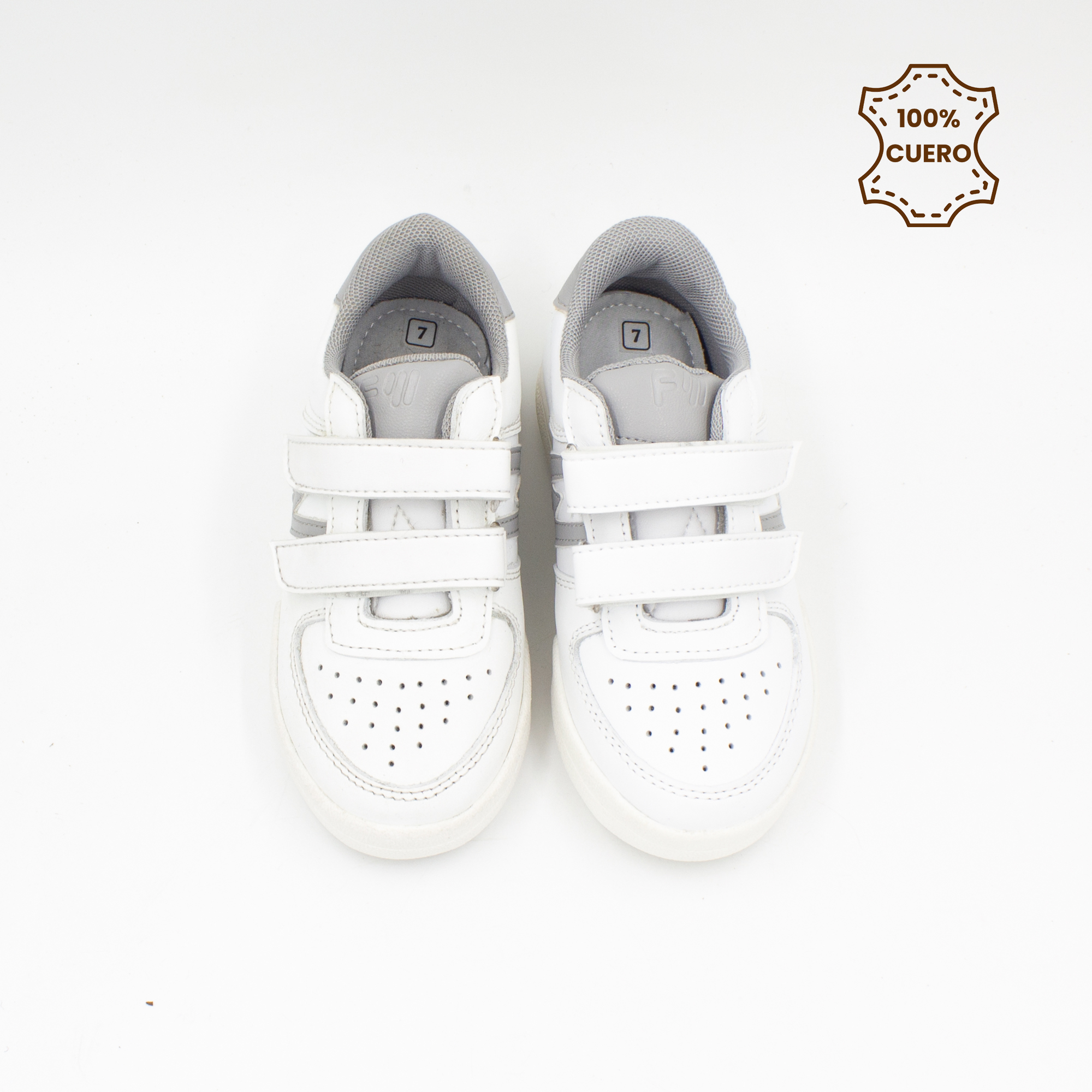 ZAPATILLAS ESCOLARES - COLEGIO PEGA PEGA NIÑO Y NIÑA WILLOW CUERO BLANCO CON GRIS - 4