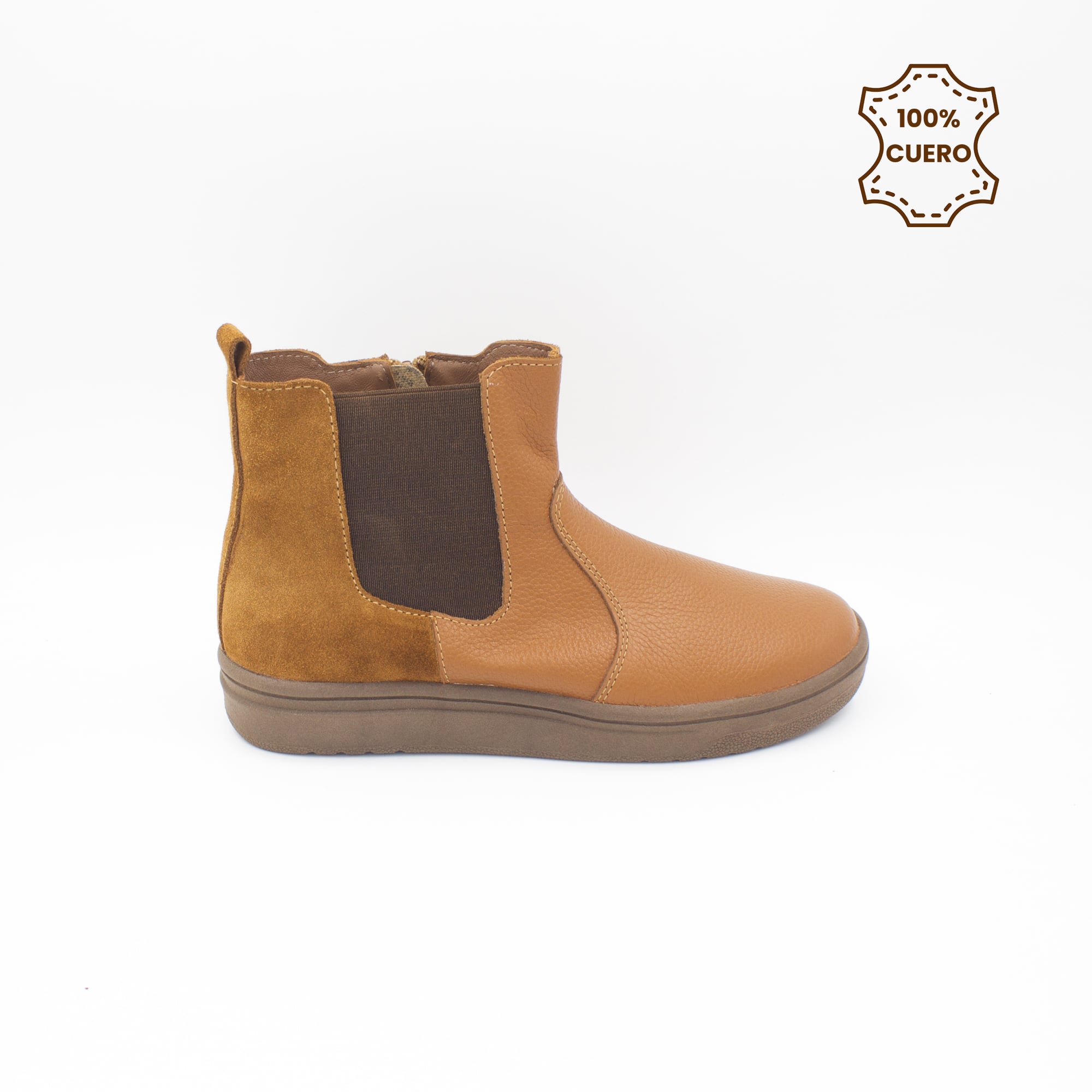 BOTINES INFANTIL NIÑA BERENICE CUERO GAMUZA NATURAL - 1