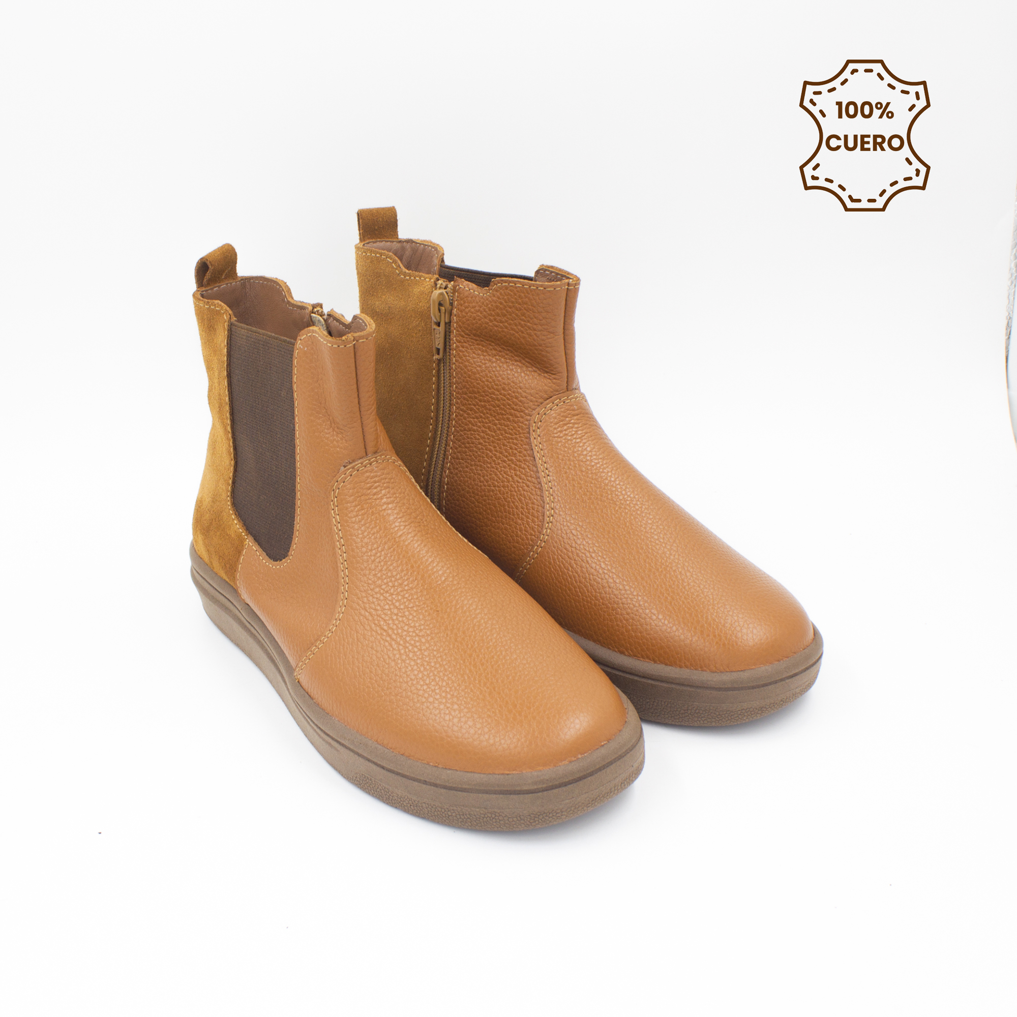 BOTINES INFANTIL NIÑA BERENICE CUERO GAMUZA NATURAL - 2