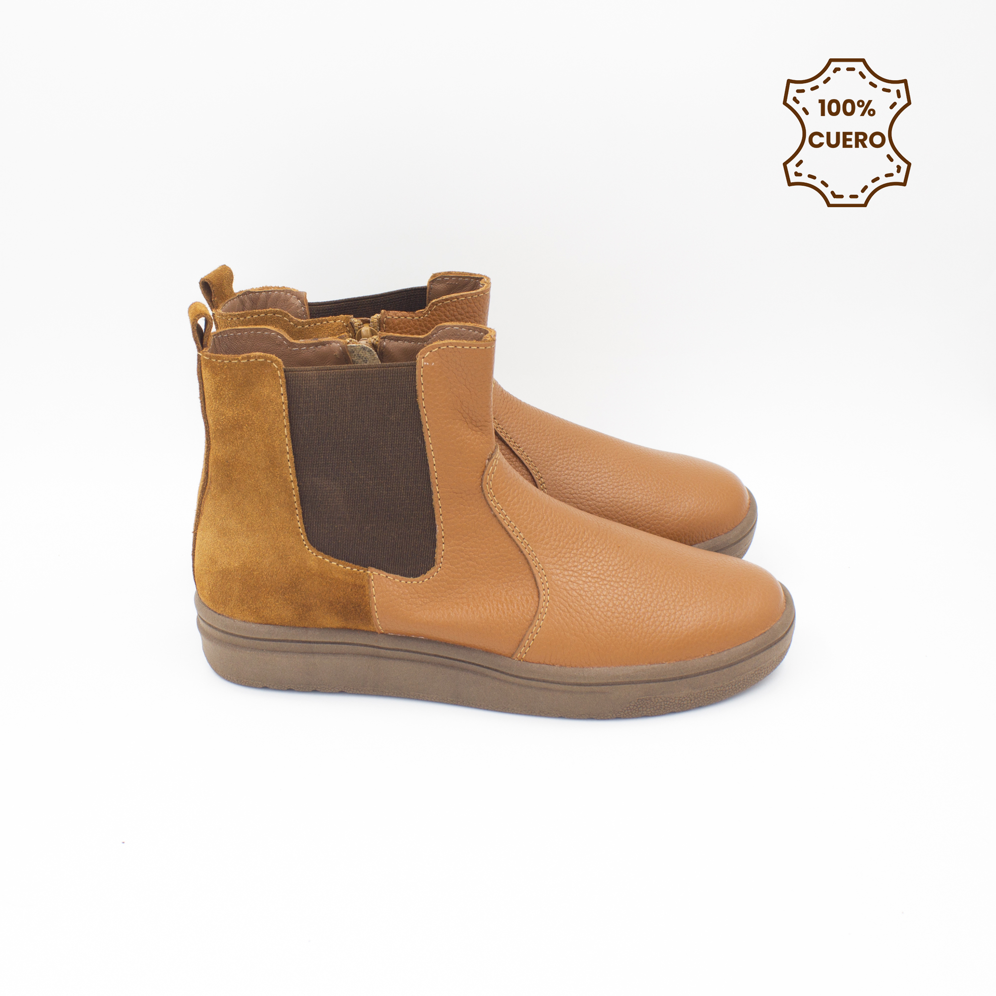 BOTINES INFANTIL NIÑA BERENICE CUERO GAMUZA NATURAL - 3