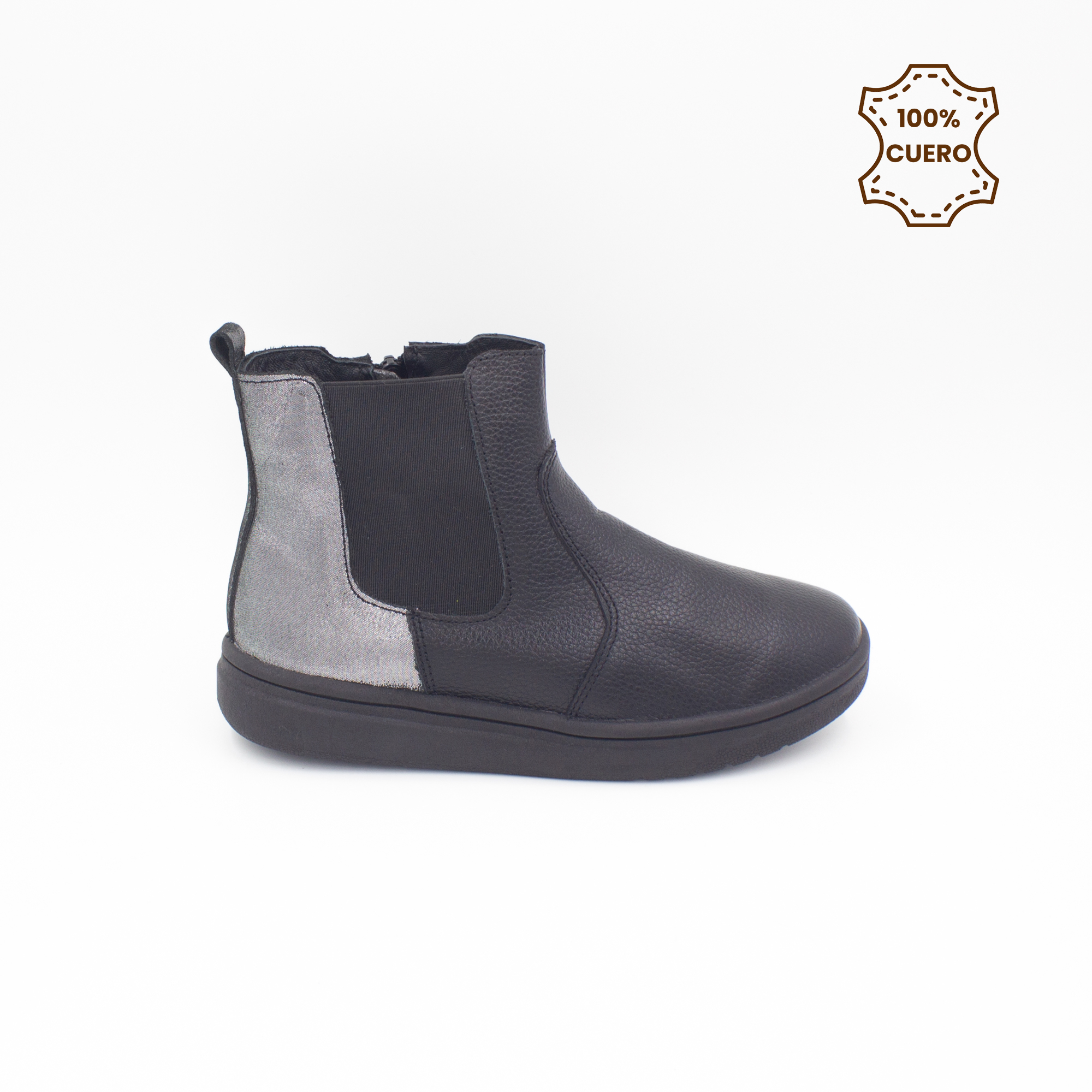 BOTINES INFANTIL NIÑA BERENICE CUERO NEGRO - 1