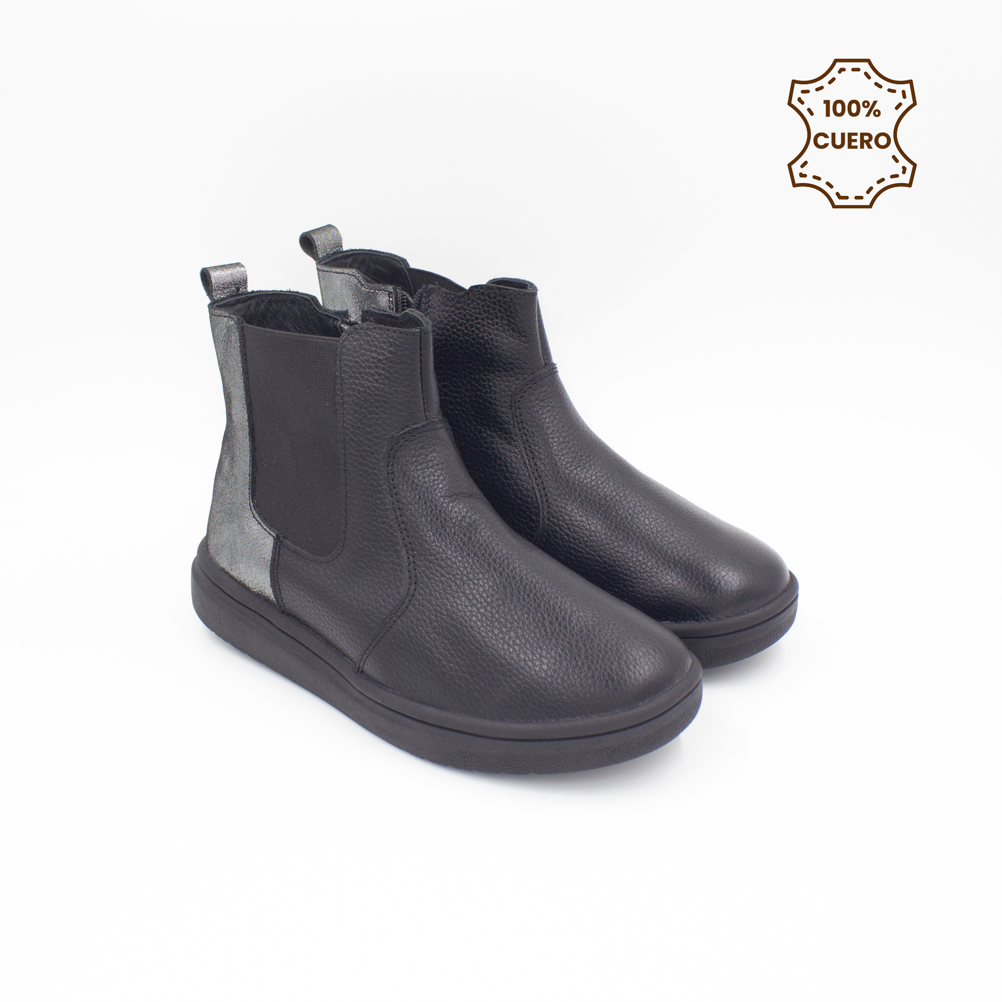 BOTINES INFANTIL NIÑA BERENICE CUERO NEGRO - 2
