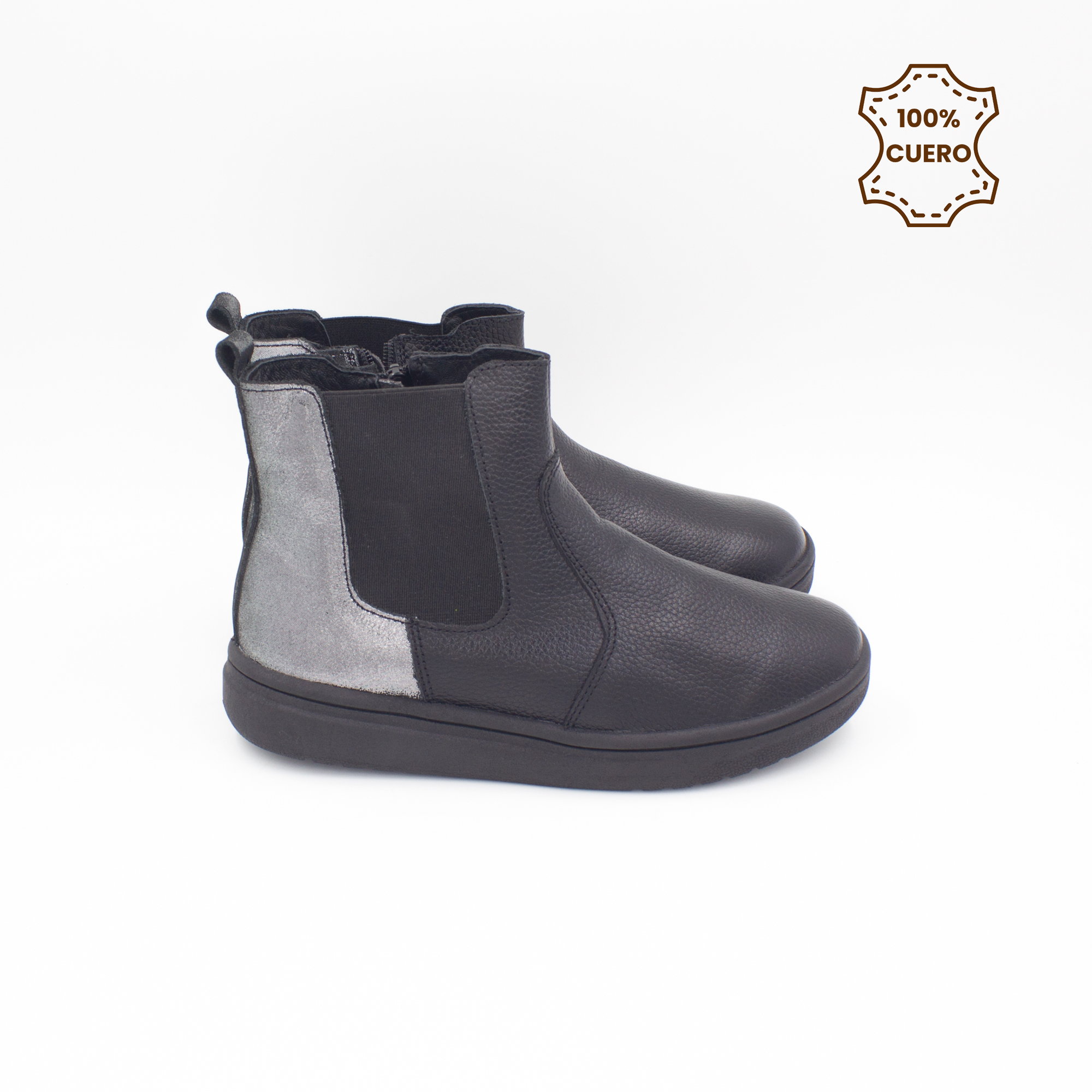 BOTINES INFANTIL NIÑA BERENICE CUERO NEGRO - 3