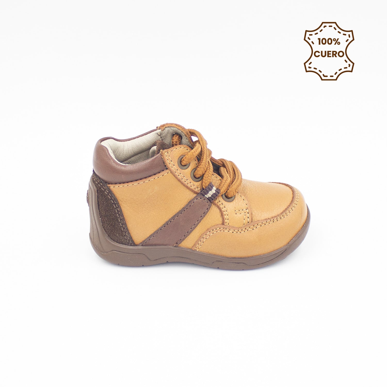 BOTINES PRIMEROS PASOS PASADORES NIÑO GAEL CUERO NATURAL - 1
