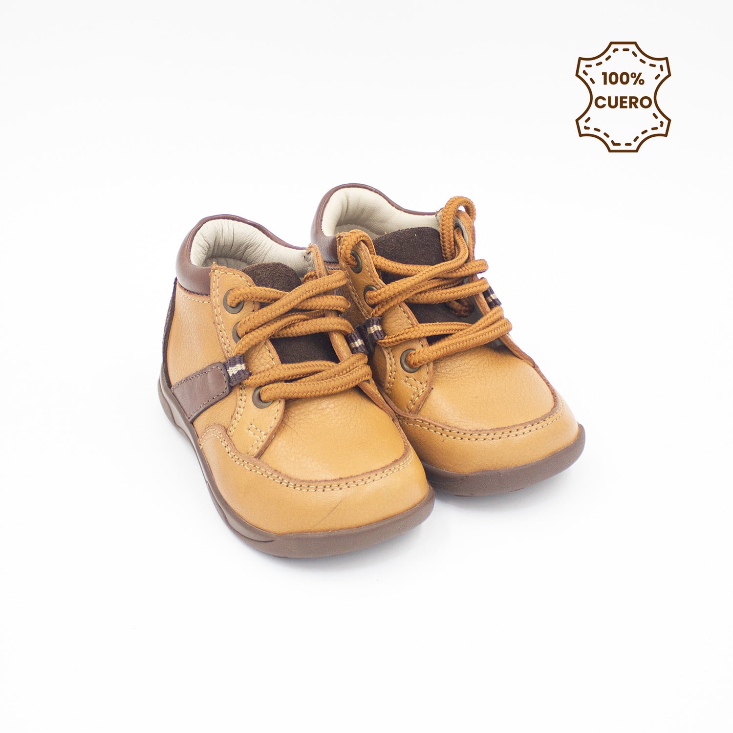 BOTINES PRIMEROS PASOS PASADORES NIÑO GAEL CUERO NATURAL - 2