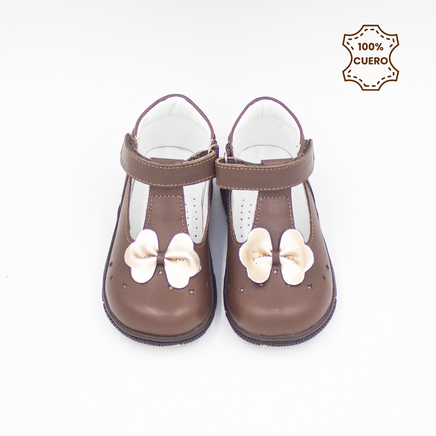 BOTINES PRIMEROS PASOS NIÑA PEGA PEGA NIÑA LEXIE CUERO MARRÓN - 4