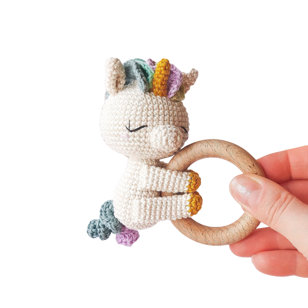 SONAJERO EL CONEJO Y LA LUNA BABY UNICORN 100% HILO DE ALGODÓN - 1