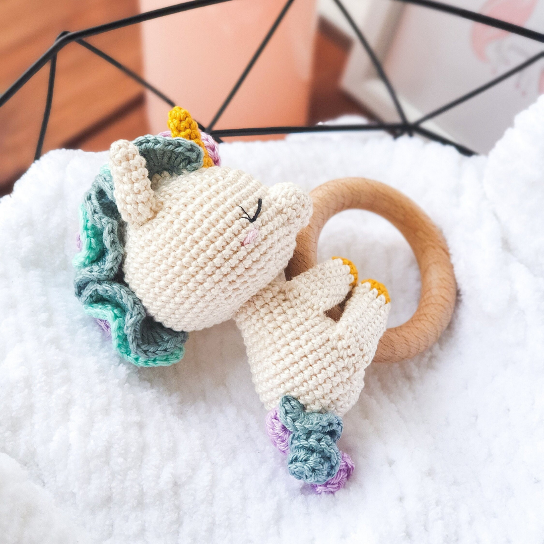 SONAJERO EL CONEJO Y LA LUNA BABY UNICORN 100% HILO DE ALGODÓN - 4
