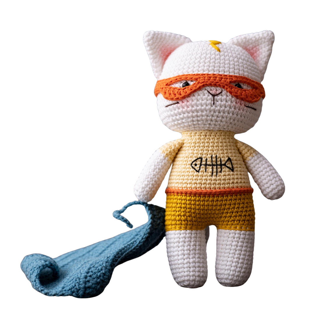 MUÑECO DE  APEGO EL CONEJO Y LA LUNA CONEJO LIAM EL GATITO 100% HILO DE ALGODÓN - 1