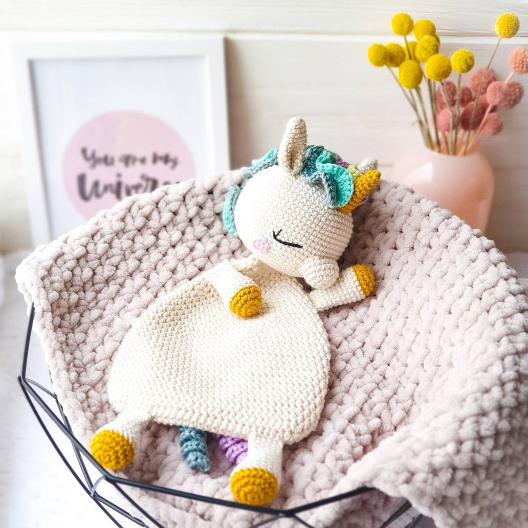 MANTA DE APEGO EL CONEJO Y LA LUNA UNICORNIO LOVEY 100% HILO DE ALGODÓN - 2