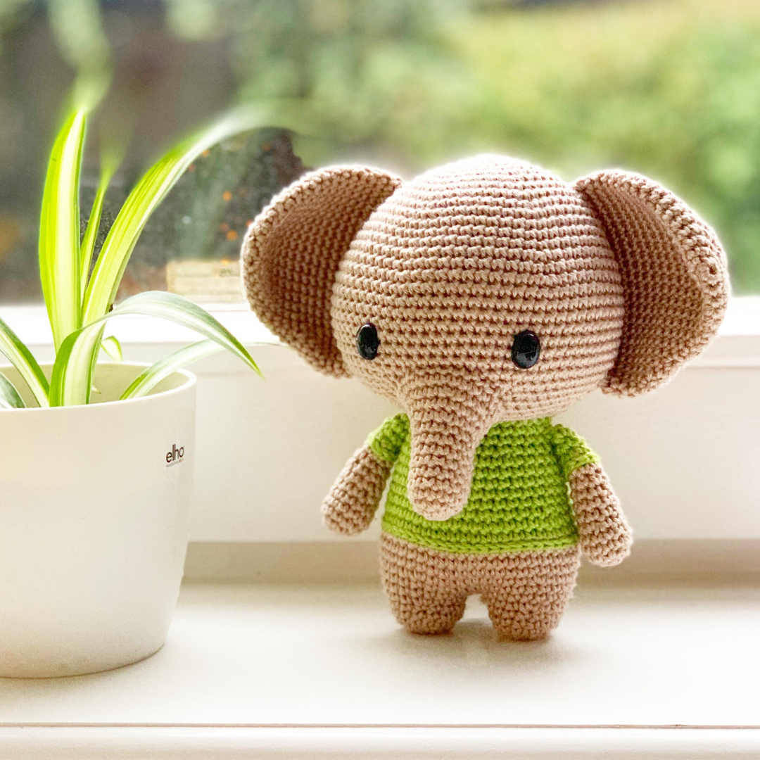 MUÑECO DE APEGO EL CONEJO Y LA LUNA JOE EL ELEFANTE 100% HILO DE ALGODÓN - 2