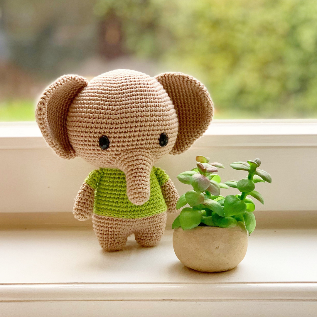 MUÑECO DE APEGO EL CONEJO Y LA LUNA JOE EL ELEFANTE 100% HILO DE ALGODÓN - 3