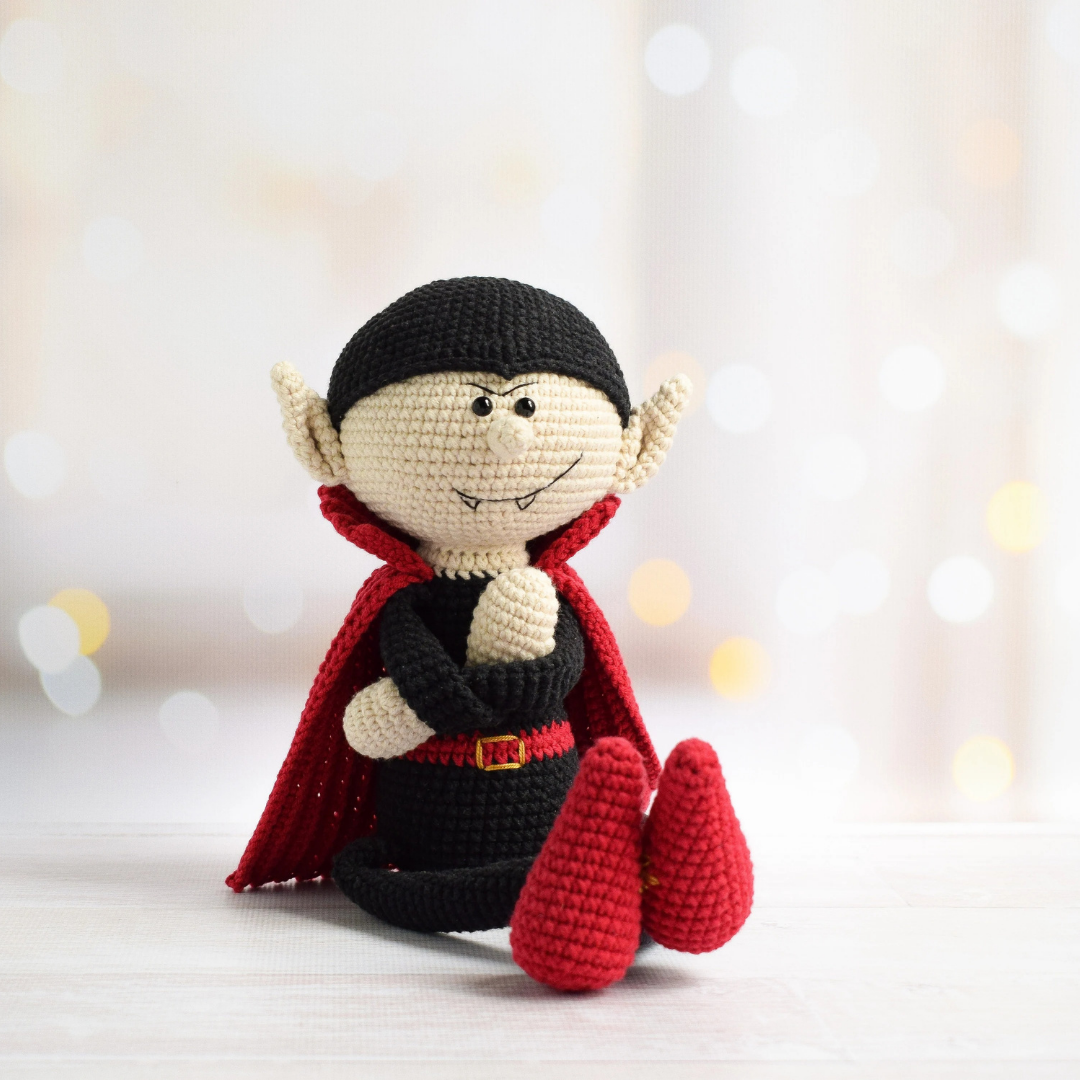 MUÑECO DE  APEGO EL CONEJO Y LA LUNA DRACULA VAMPIRE 100% HILO DE ALGODÓN - 2