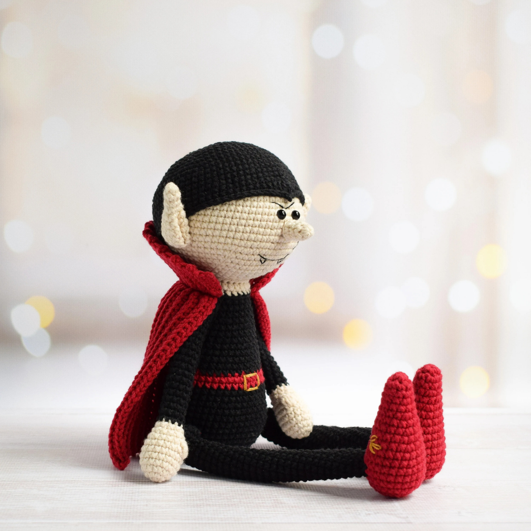 MUÑECO DE  APEGO EL CONEJO Y LA LUNA DRACULA VAMPIRE 100% HILO DE ALGODÓN - 4