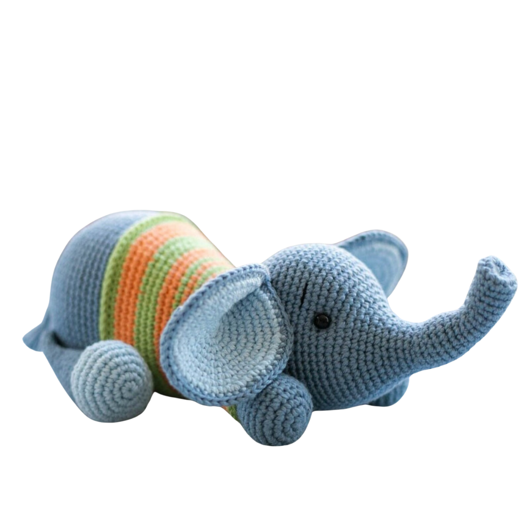 MUÑECO DE APEGO EL CONEJO Y LA LUNA PATRICK EL ELEFANTE 100% HILO DE ALGODÓN - 1
