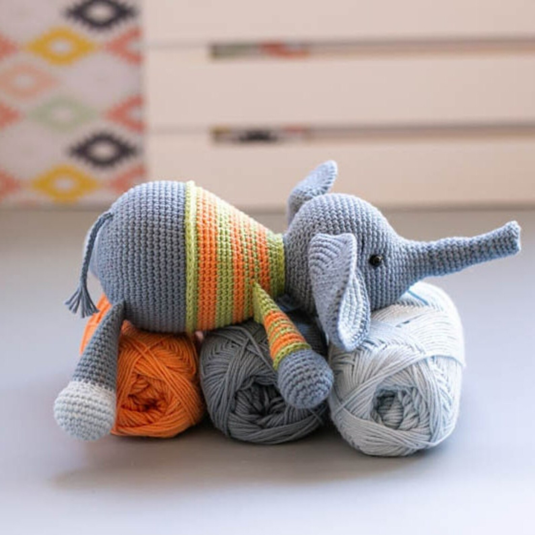 MUÑECO DE APEGO EL CONEJO Y LA LUNA PATRICK EL ELEFANTE 100% HILO DE ALGODÓN - 2
