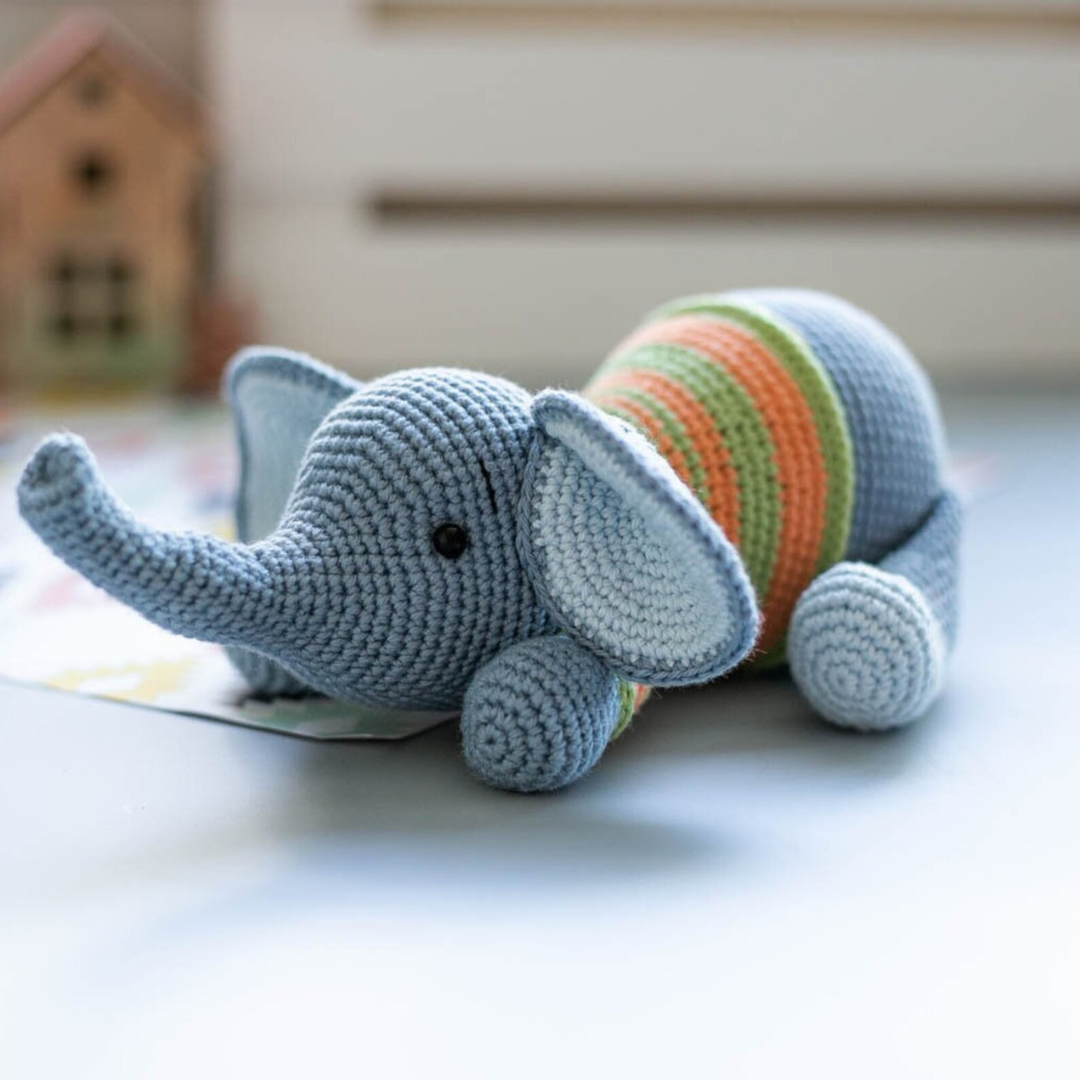 MUÑECO DE APEGO EL CONEJO Y LA LUNA PATRICK EL ELEFANTE 100% HILO DE ALGODÓN - 3