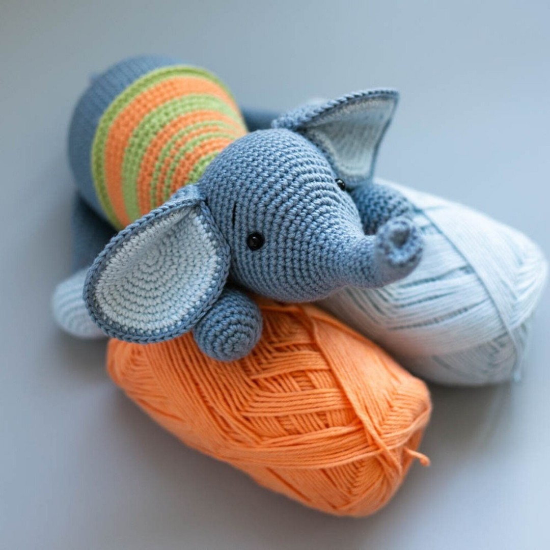 MUÑECO DE APEGO EL CONEJO Y LA LUNA PATRICK EL ELEFANTE 100% HILO DE ALGODÓN - 5