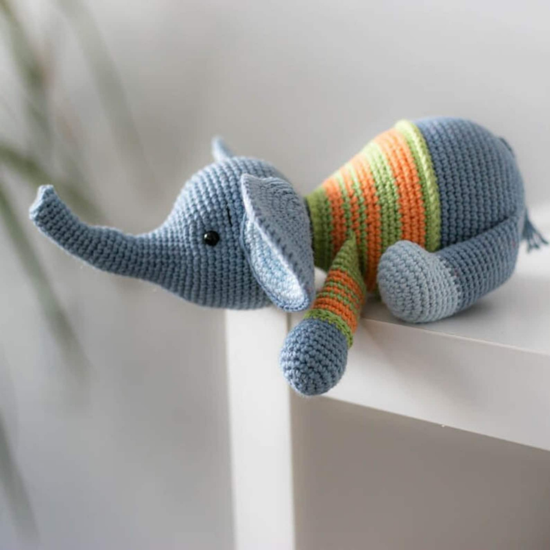 MUÑECO DE APEGO EL CONEJO Y LA LUNA PATRICK EL ELEFANTE 100% HILO DE ALGODÓN - 6