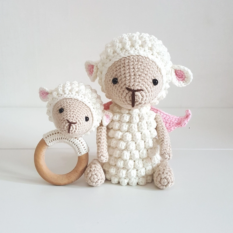 SONAJERO + MUÑECO DE APEGO EL CONEJO Y LA LUNA BABY SHEEP - 2