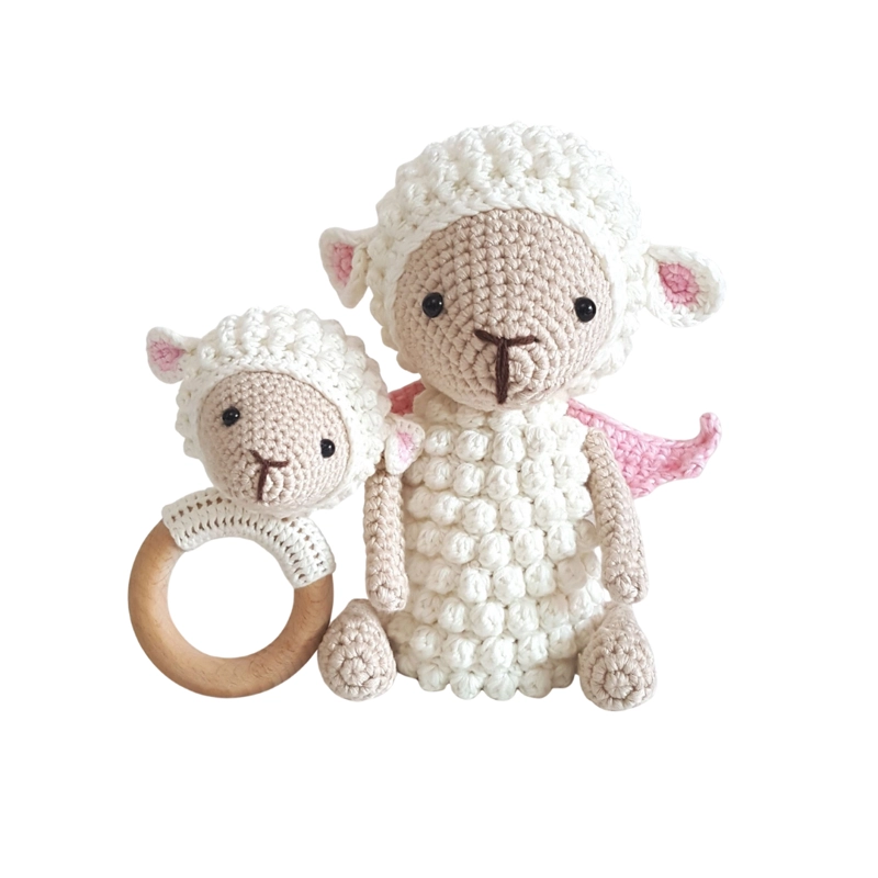 SONAJERO + MUÑECO DE APEGO EL CONEJO Y LA LUNA BABY SHEEP - 3