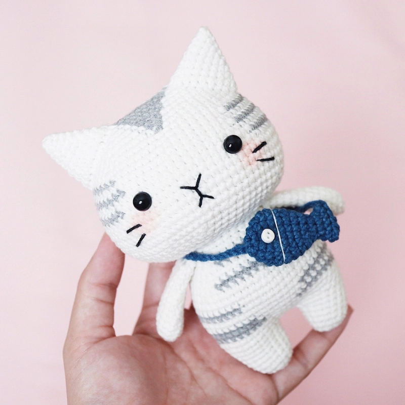 MUÑECO DE APEGO EL CONEJO Y LA LUNA THE CAT WHITE WITH BAG - 2