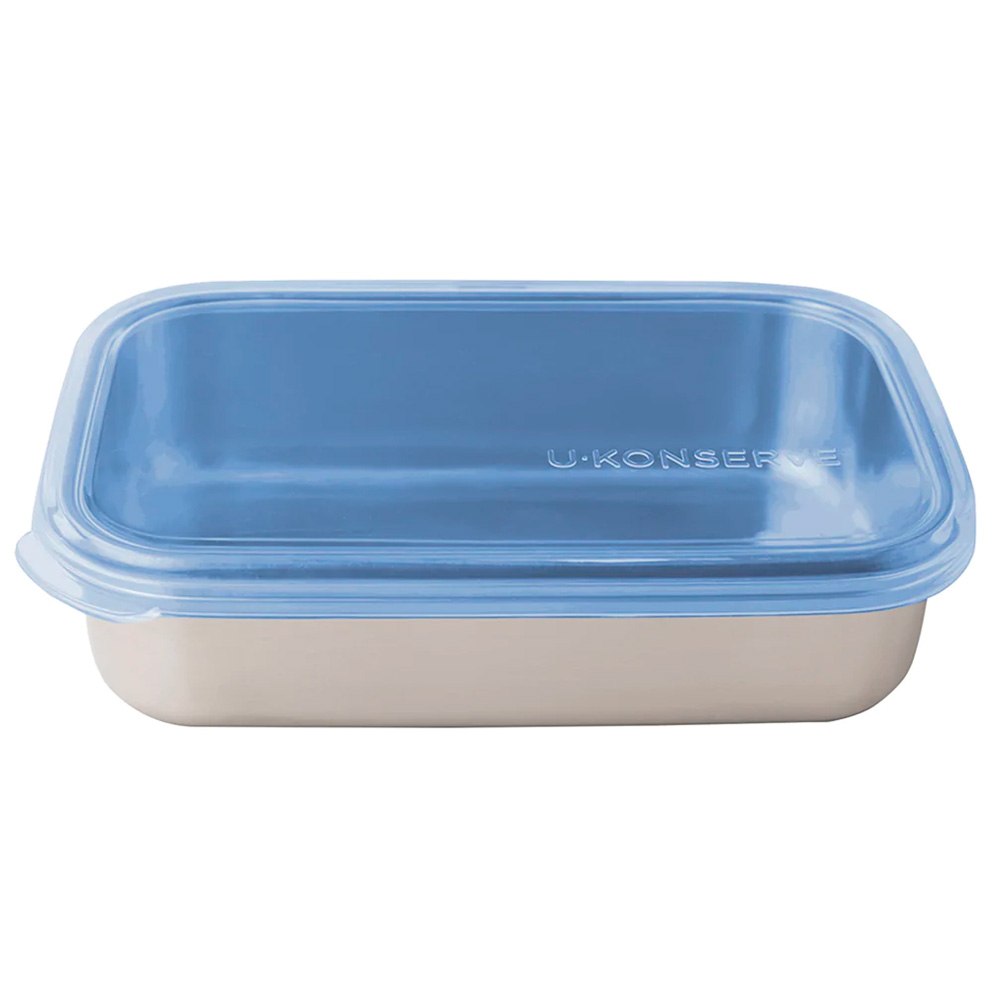 CONTENEDOR RECTANGULAR INOX 739 ML TAPA COLOR AZUL TRANSPARENTE U-KONSERVE - 1