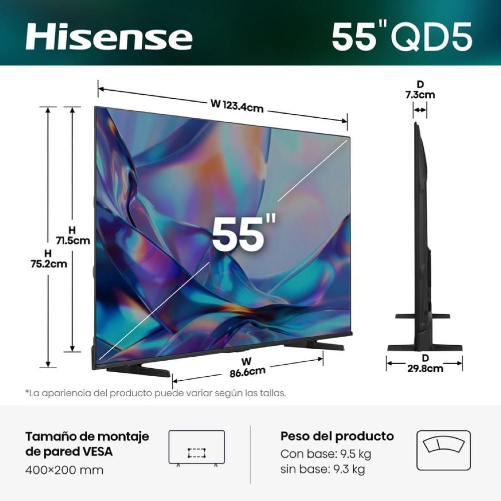 TELEVISOR HISENSE SMART TV 55 QLED 4K UHD 55QD5SV - 2