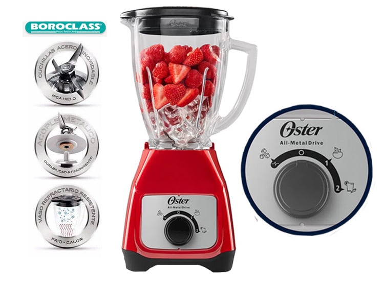 OSTER LICUADORA DE VIDRIO CON 2 VELOCIDADES MAS PULSO 1.5 LTS 550W BLSTKAG RRD - 1