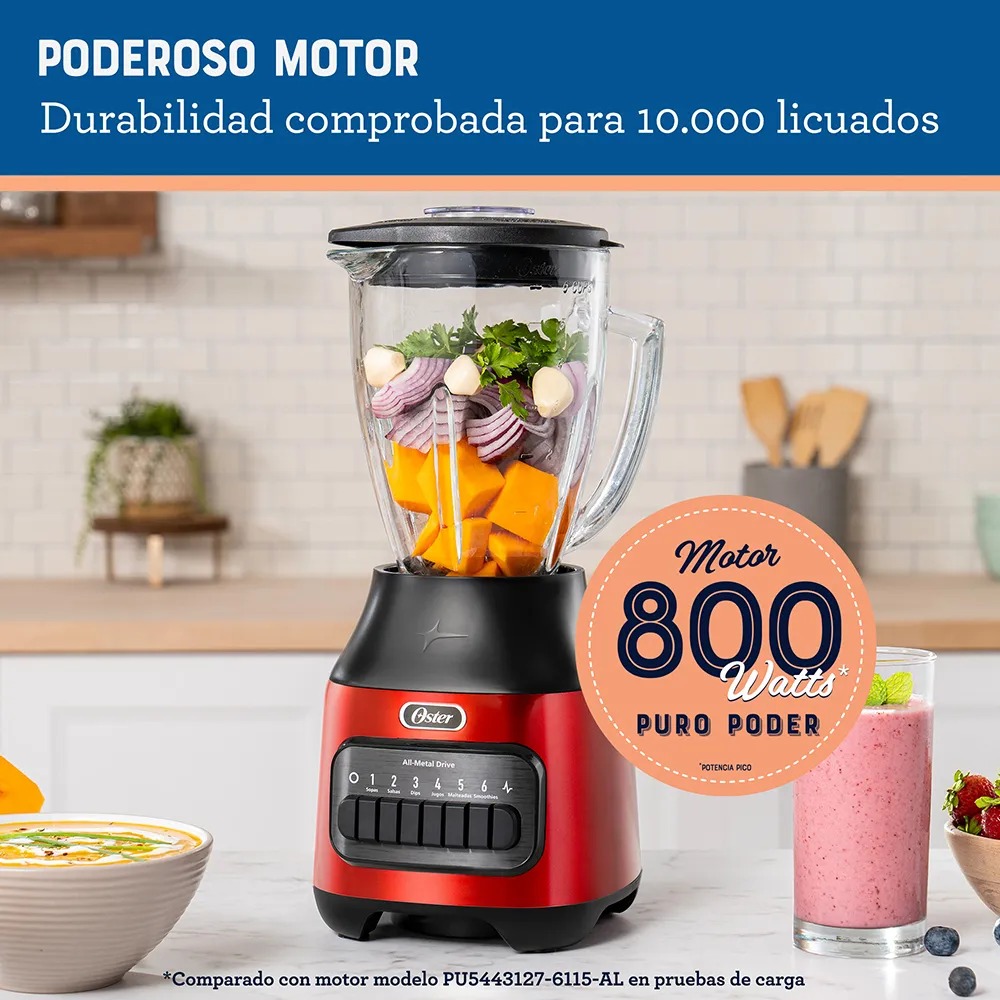 LICUADORA OSTER 1.5L DE 6 VELOCIDADES-ROJO BLSTPEG-CPB - 2