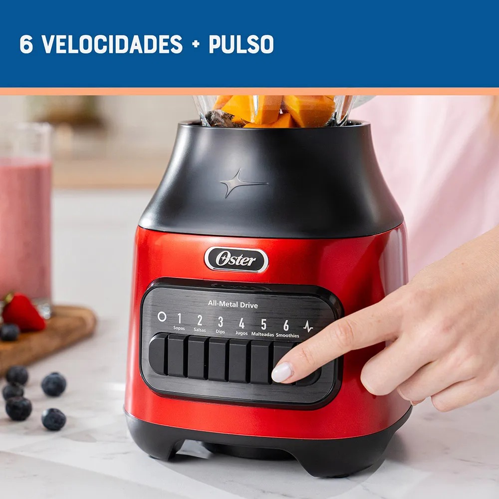 LICUADORA OSTER 1.5L DE 6 VELOCIDADES-ROJO BLSTPEG-CPB - 3