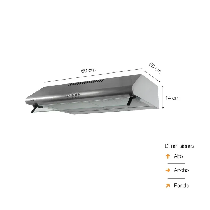 CAMPANA EXTRACTORA HERA SOLE 60CM TURE21CO – ACERO INOXIDABLE - 3