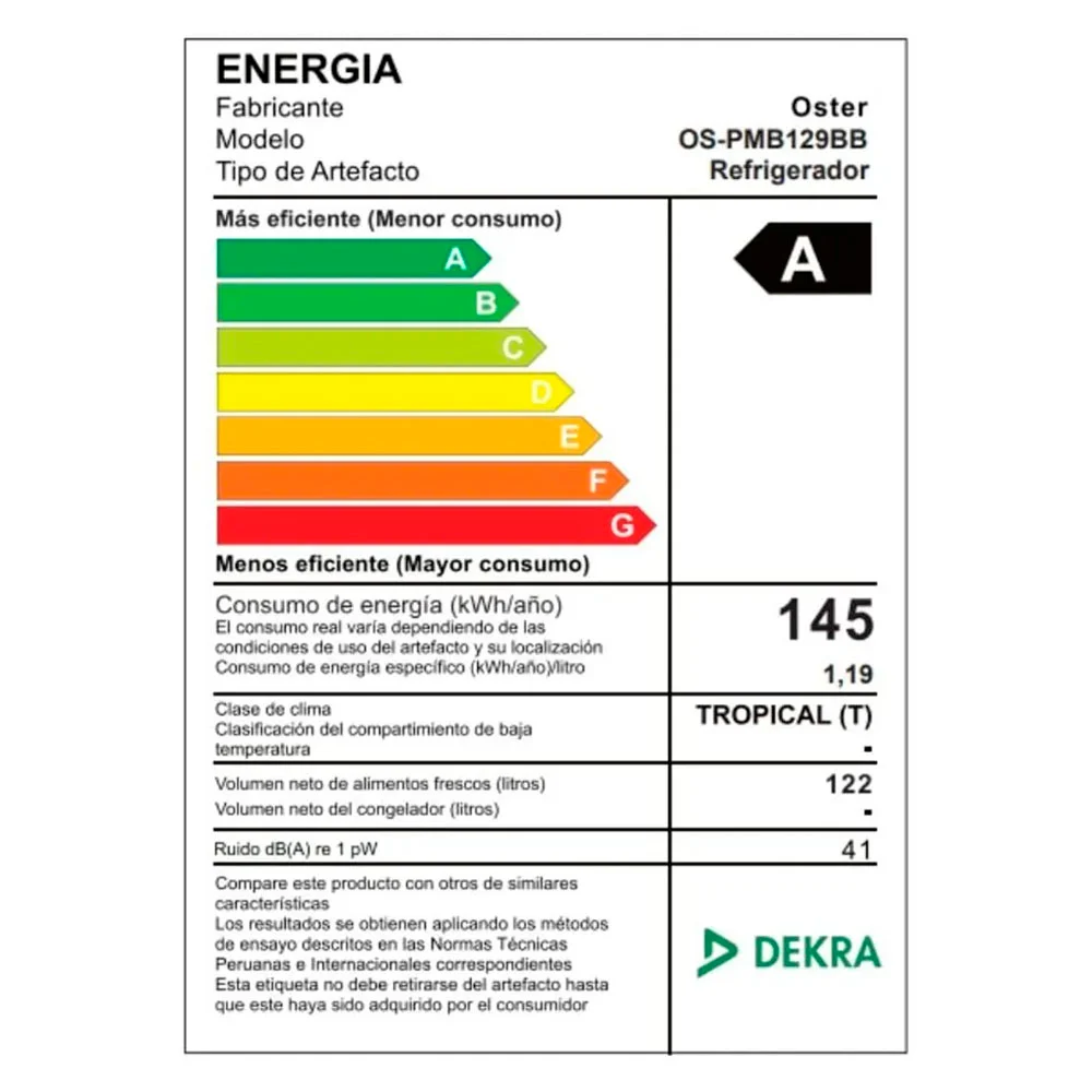 FRIGOBAR OSTER 122L OS-PMB129BB – COMPACTO Y ELEGANTE - 5