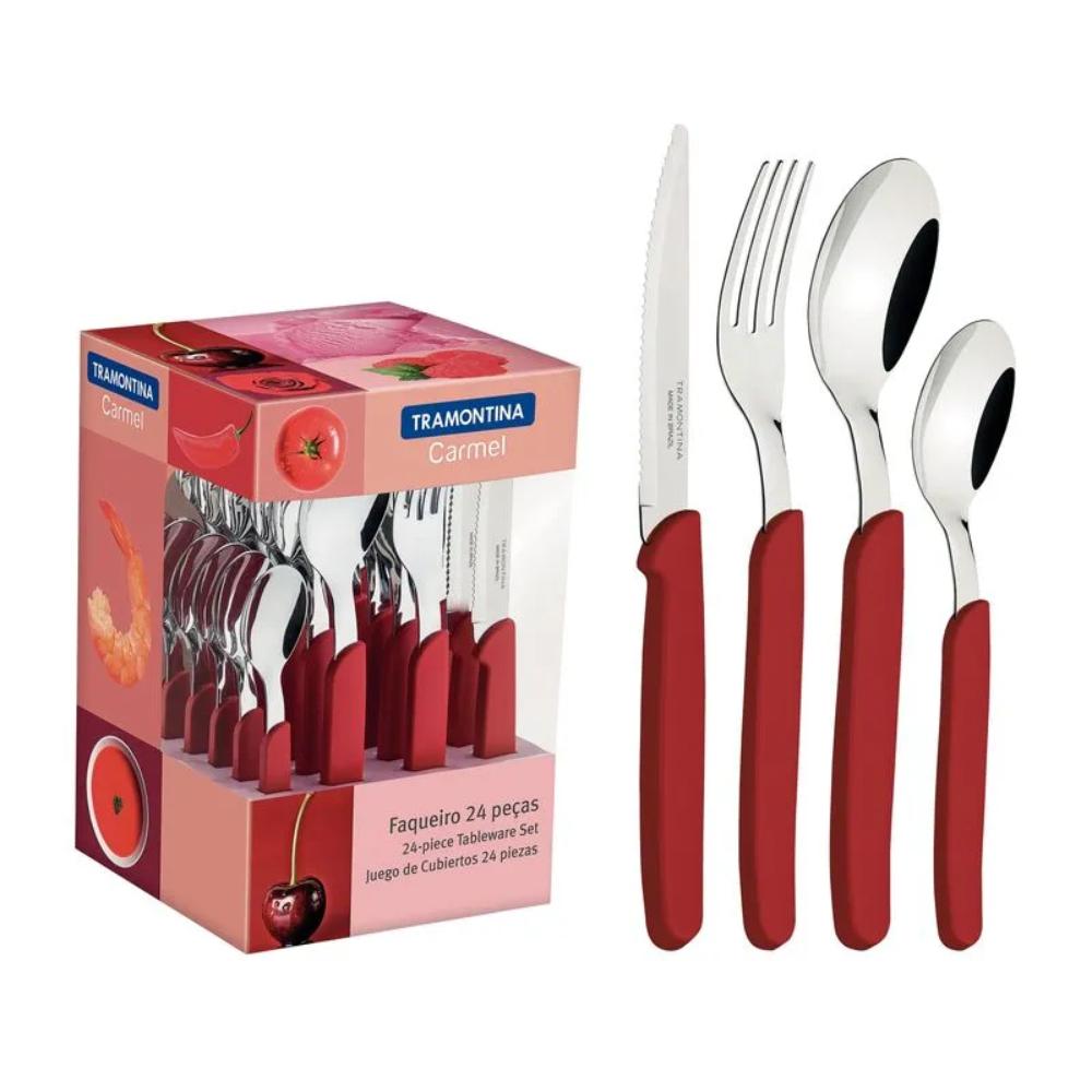 JUEGO DE CUBIERTOS TRAMONTINA CARMEL ROJO 23499028 - 2