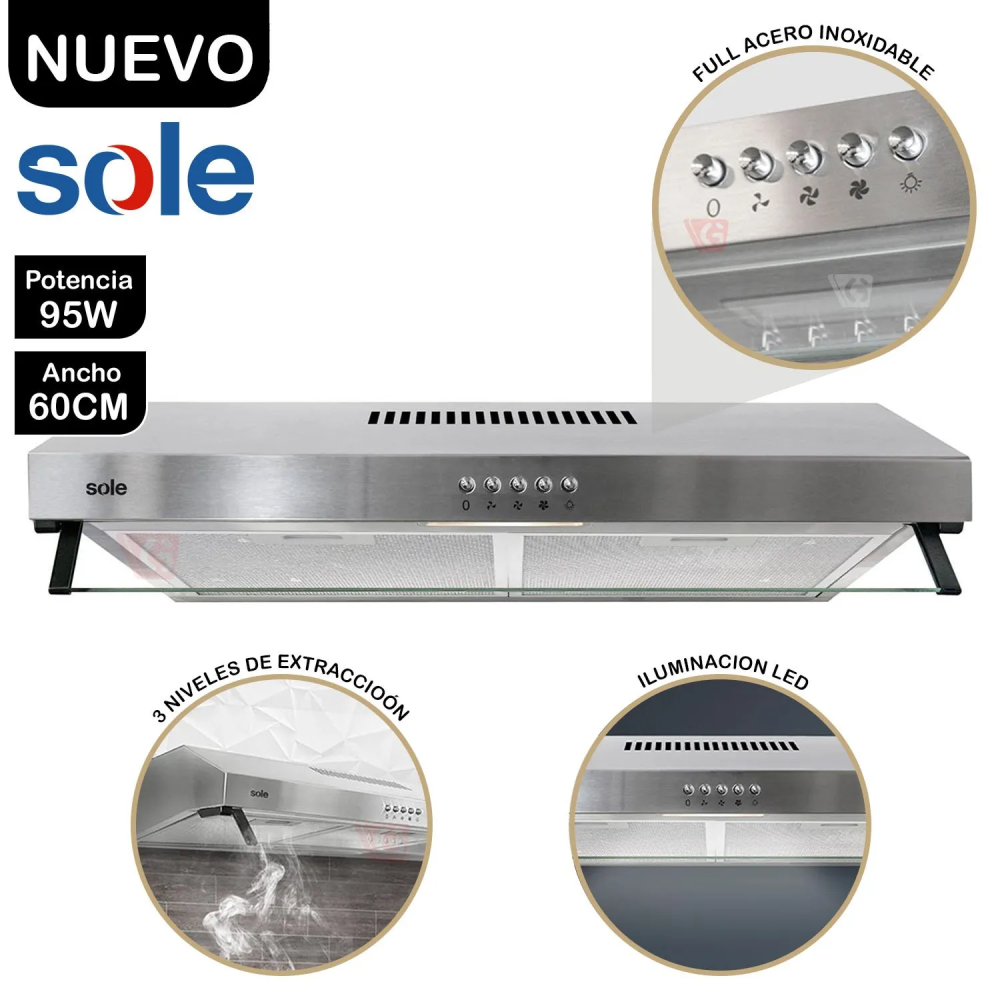 CAMPANA EXTRACTORA SOLE TURE15COV2 60CM - 1