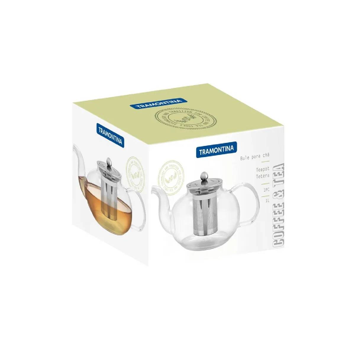 TETERA PARA TE DE VIDRIO Y ACERO INOXIDABLE CON INFUSOR DE 1L TRAMONTINA - 4