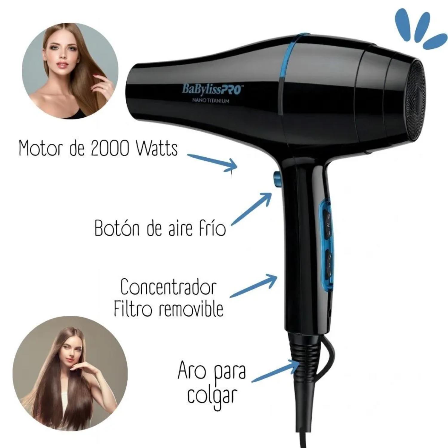 COMBO BABYLISSPRO EDICION ILIMITADA PLANCHA BLUE BLACK + SECADOR NANO BLUE  BBLPP4PE - 2