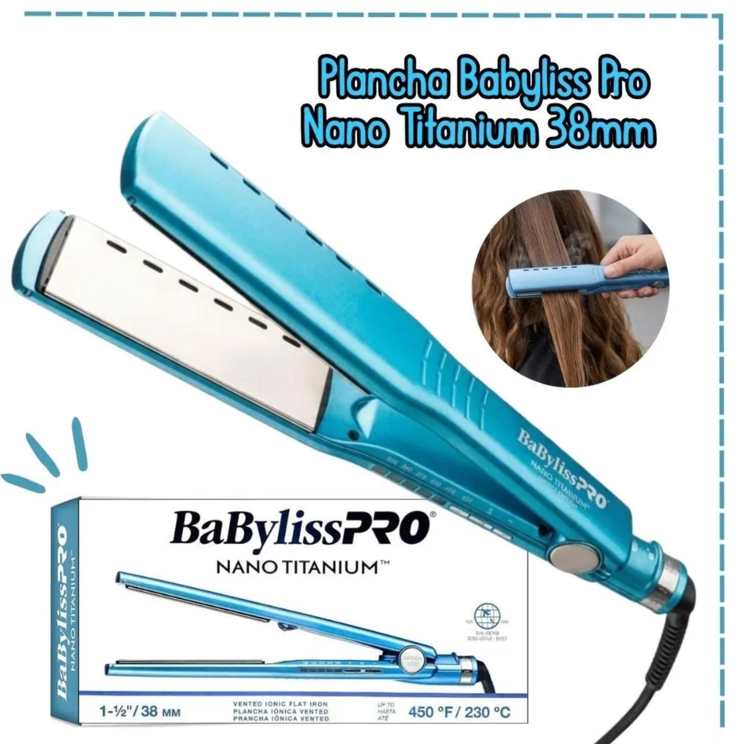 PLANCHA ALISADORA BABYLISS PRO NANO TITANIUM BNT4093TPE 38MM 1 ½ – 450°F - 1