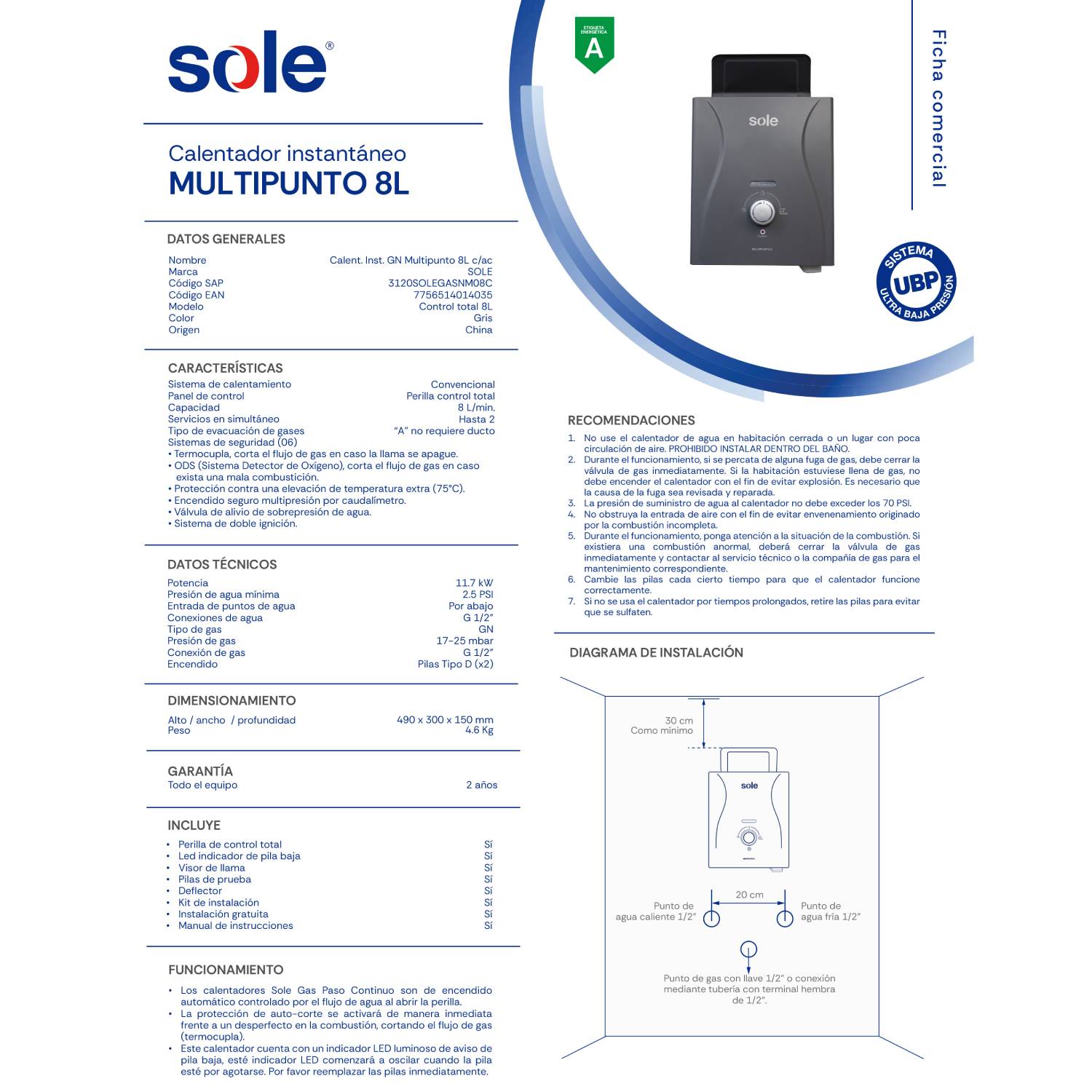 TERMA A GAS GN SOLE MULTIPUNTO 8 LT - 3