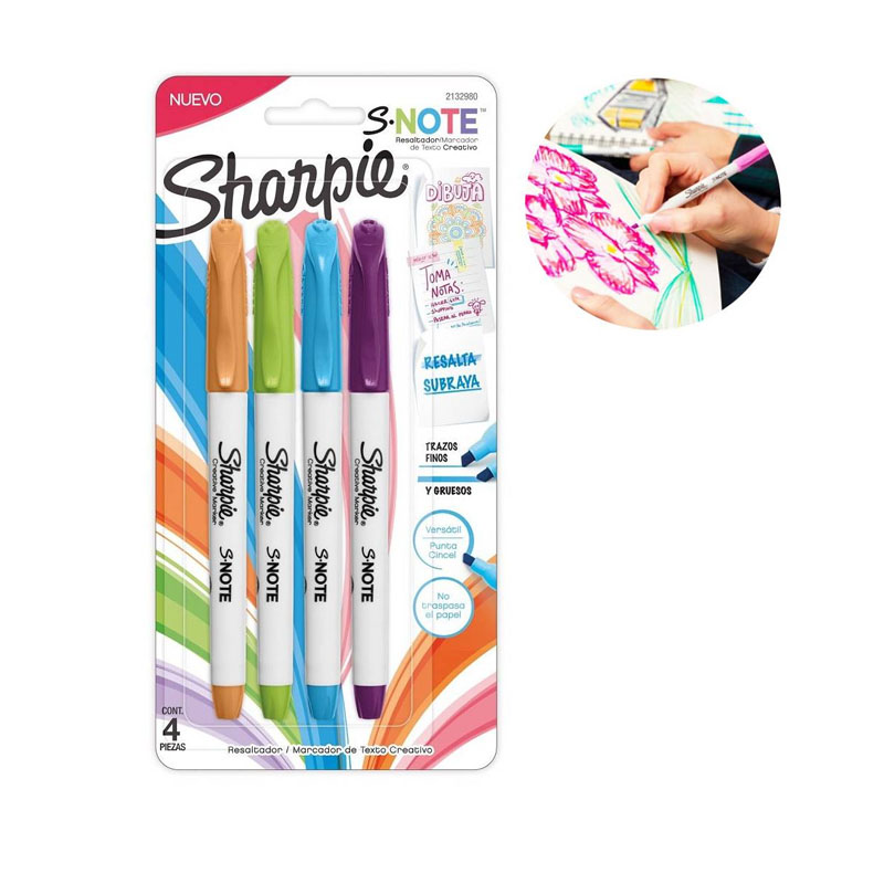 RESALTADOR SHARPIE NOTE X4 COLORES INTENSOS 2132980 - 1