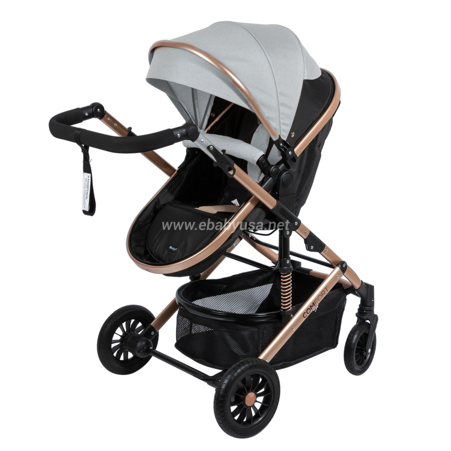COCHE CUNA MOISÉS DE LUJO «COMFORT» GRIS - 4